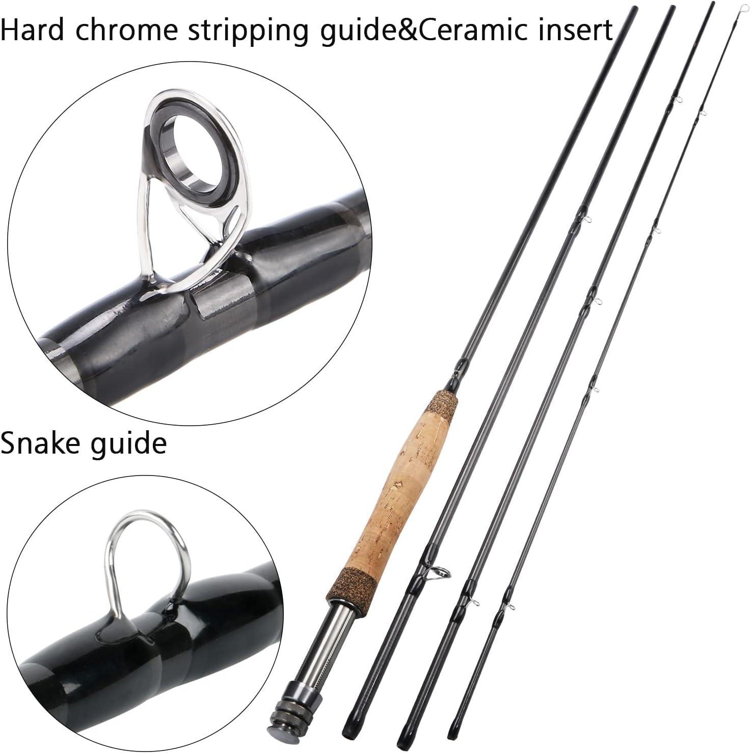 image:imageSougayilang Fly Fishing Rod 4Piece 9Feet Lightweight Ultra Portable Fly Fishing Pole for Trout Salmon Sunfish Outfit Travel FishingSg4905 Black 5wt 9