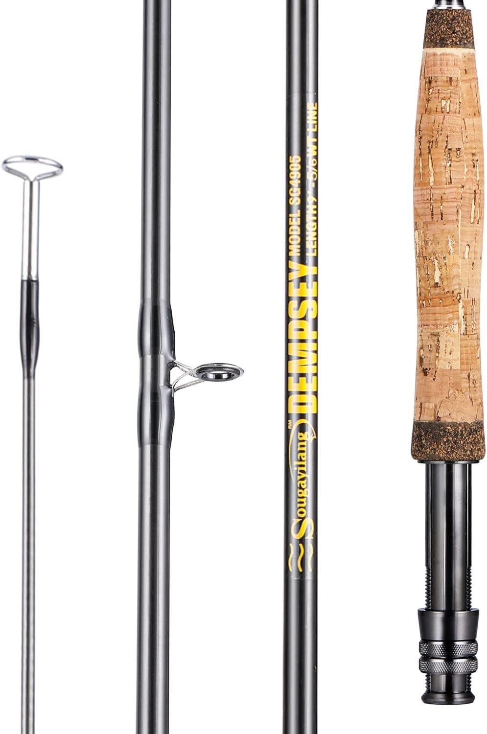 image:imageSougayilang Fly Fishing Rod 4Piece 9Feet Lightweight Ultra Portable Fly Fishing Pole for Trout Salmon Sunfish Outfit Travel FishingSg4905 Black 5wt 9