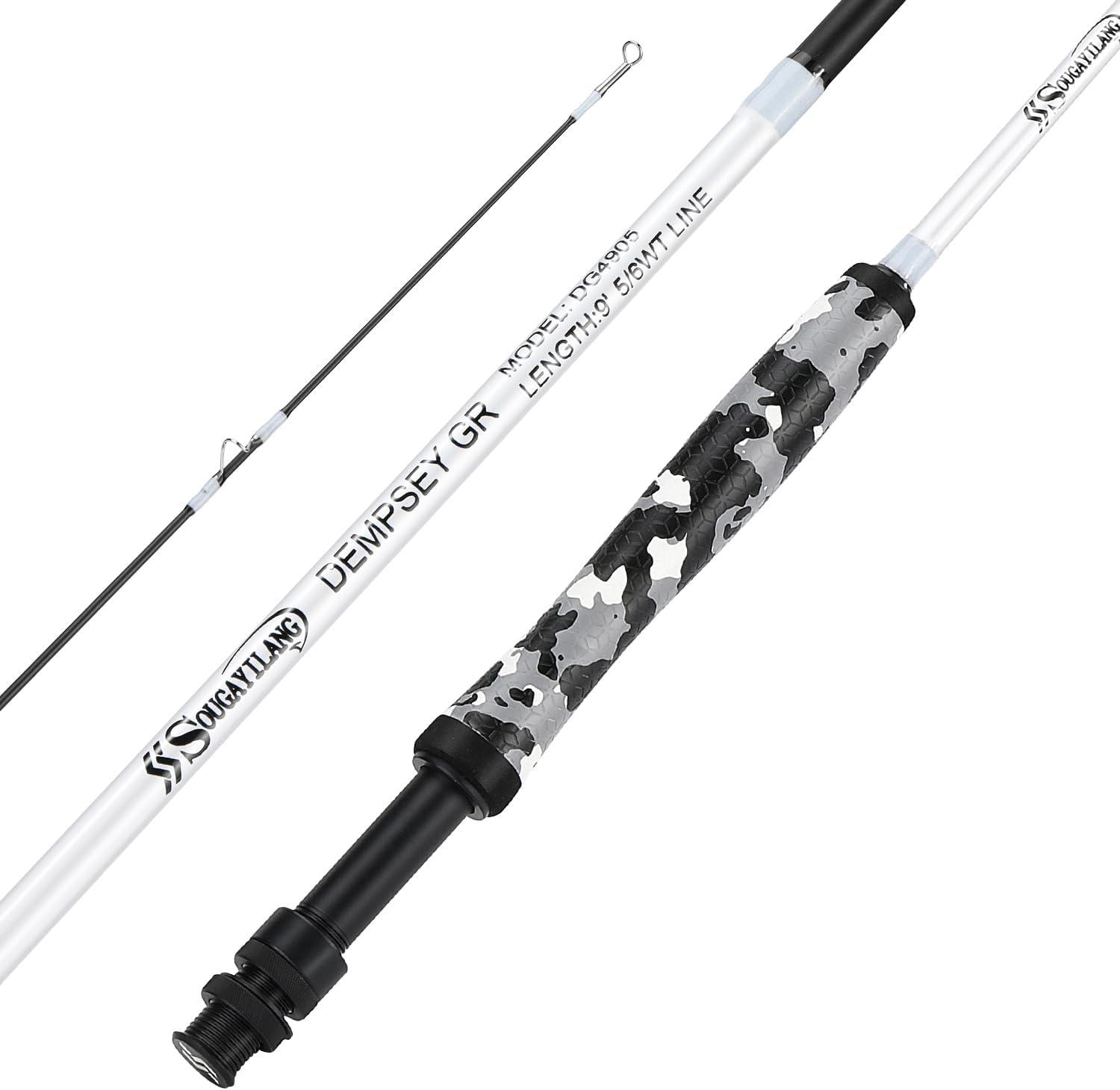 image:imageSougayilang Fly Fishing Rod Lightweight UltraPortable 4 Pieces 56wt Graphite 9 Fly Rod for Complete Starter with SuperPolymer HandleBlack 56WT