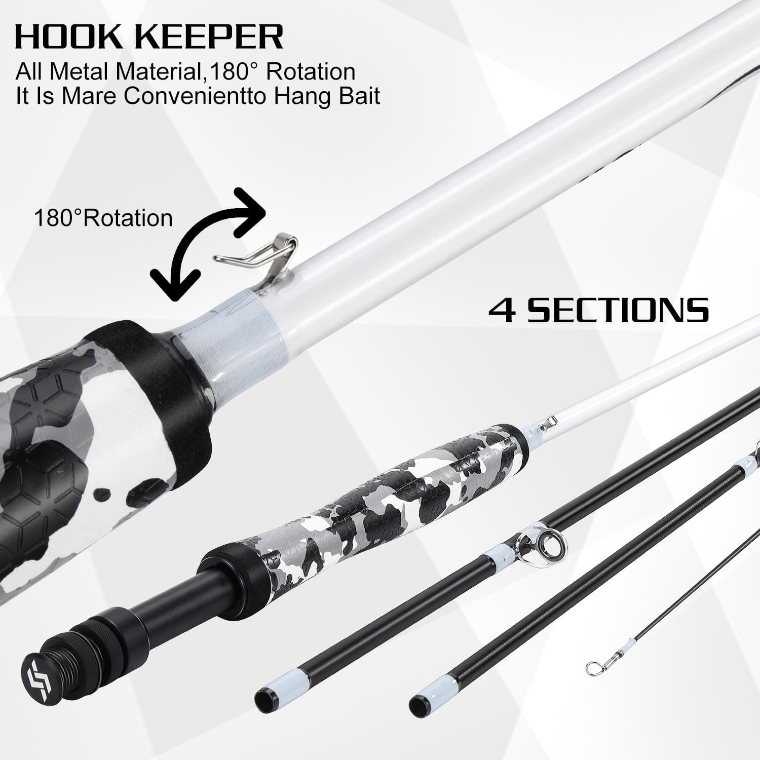 image:imageSougayilang Fly Fishing Rod Lightweight UltraPortable 4 Pieces 56wt Graphite 9 Fly Rod for Complete Starter with SuperPolymer HandleBlack 56WT