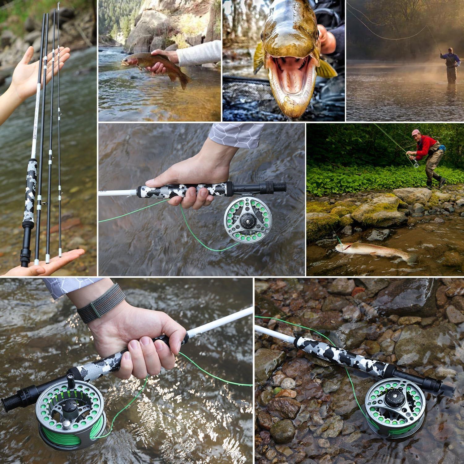 image:imageSougayilang Fly Fishing Rod Lightweight UltraPortable 4 Pieces 56wt Graphite 9 Fly Rod for Complete Starter with SuperPolymer HandleBlack 56WT