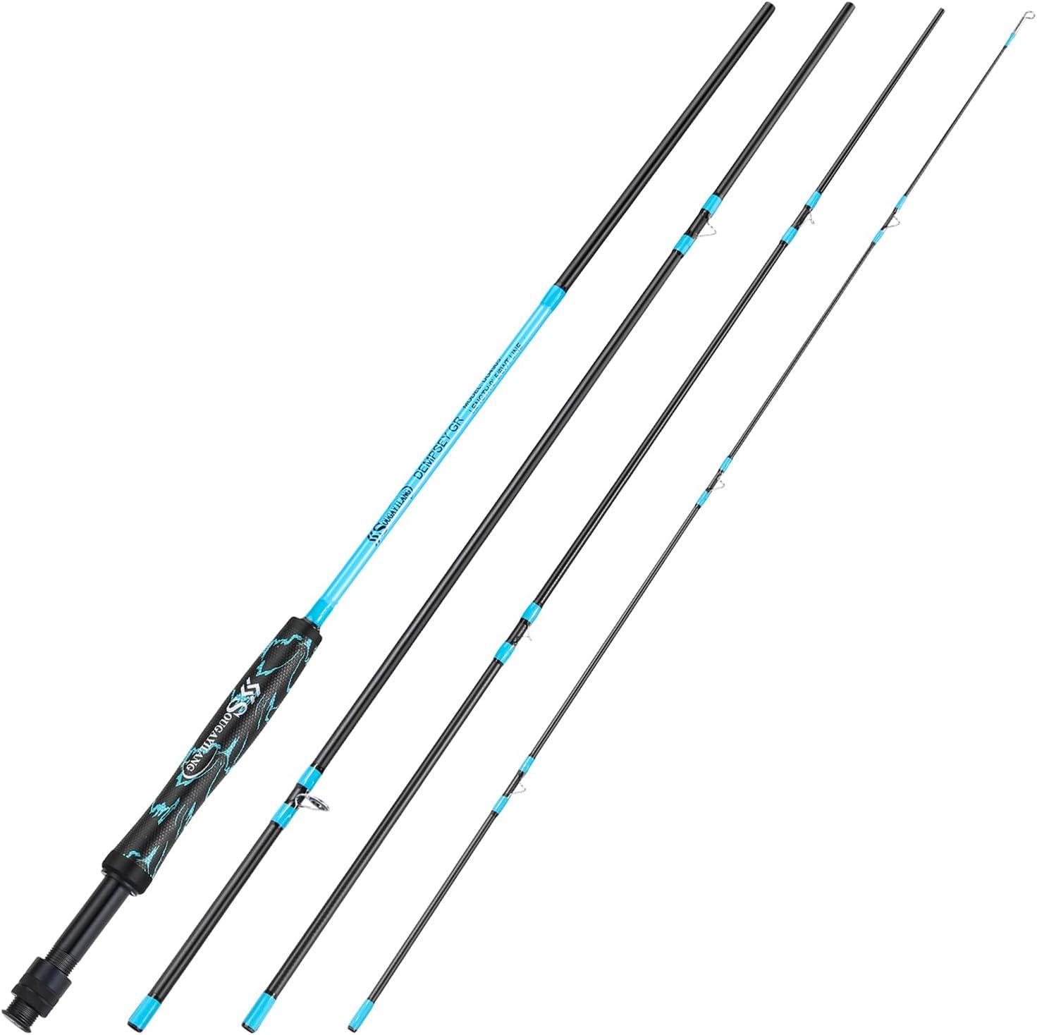 image:imageSougayilang Fly Fishing Rod Lightweight UltraPortable 4 Pieces 56wt Graphite 9 Fly Rod for Complete Starter with SuperPolymer HandleBlue 56WT