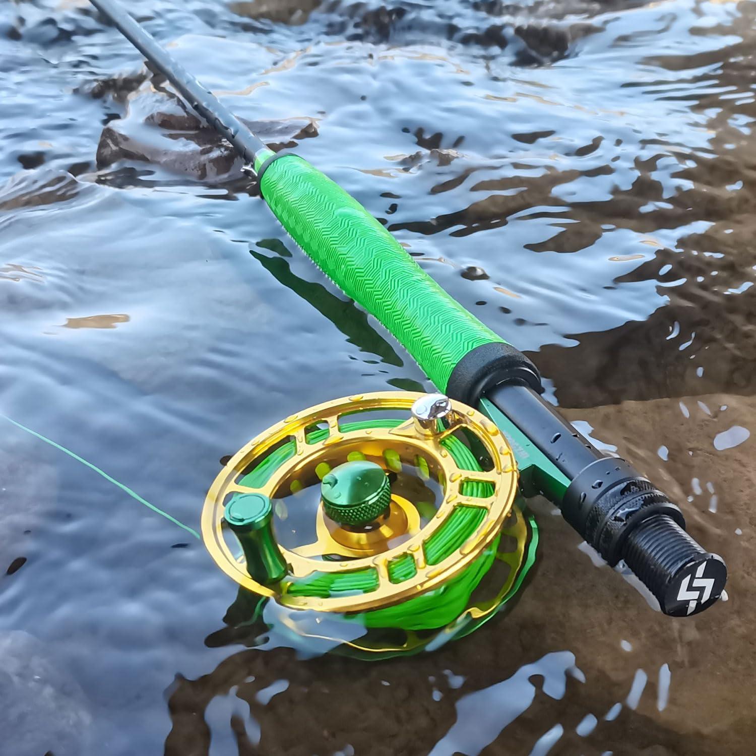 image:imageSougayilang Fly Fishing Rod Lightweight UltraPortable 4 Pieces 56wt Graphite 9 Fly Rod for Complete Starter with SuperPolymer HandleGreen 56WT