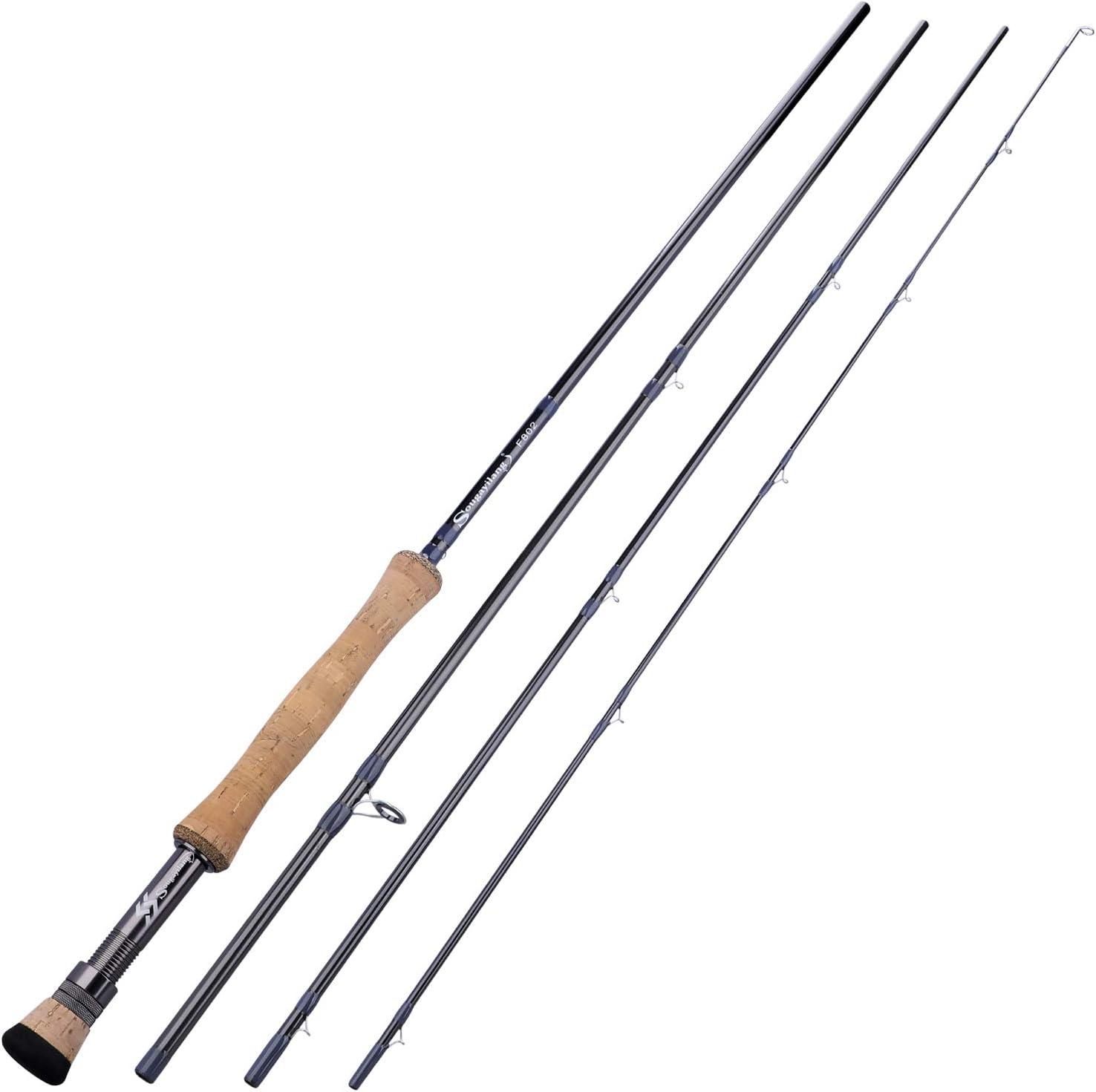 image:imageSougayilang Fly Fishing Rod Lightweight UltraPortable 4 Pieces Graphite Fly Rod for Complete Starter 56wt 78wt Rod for Traveling9ft8
