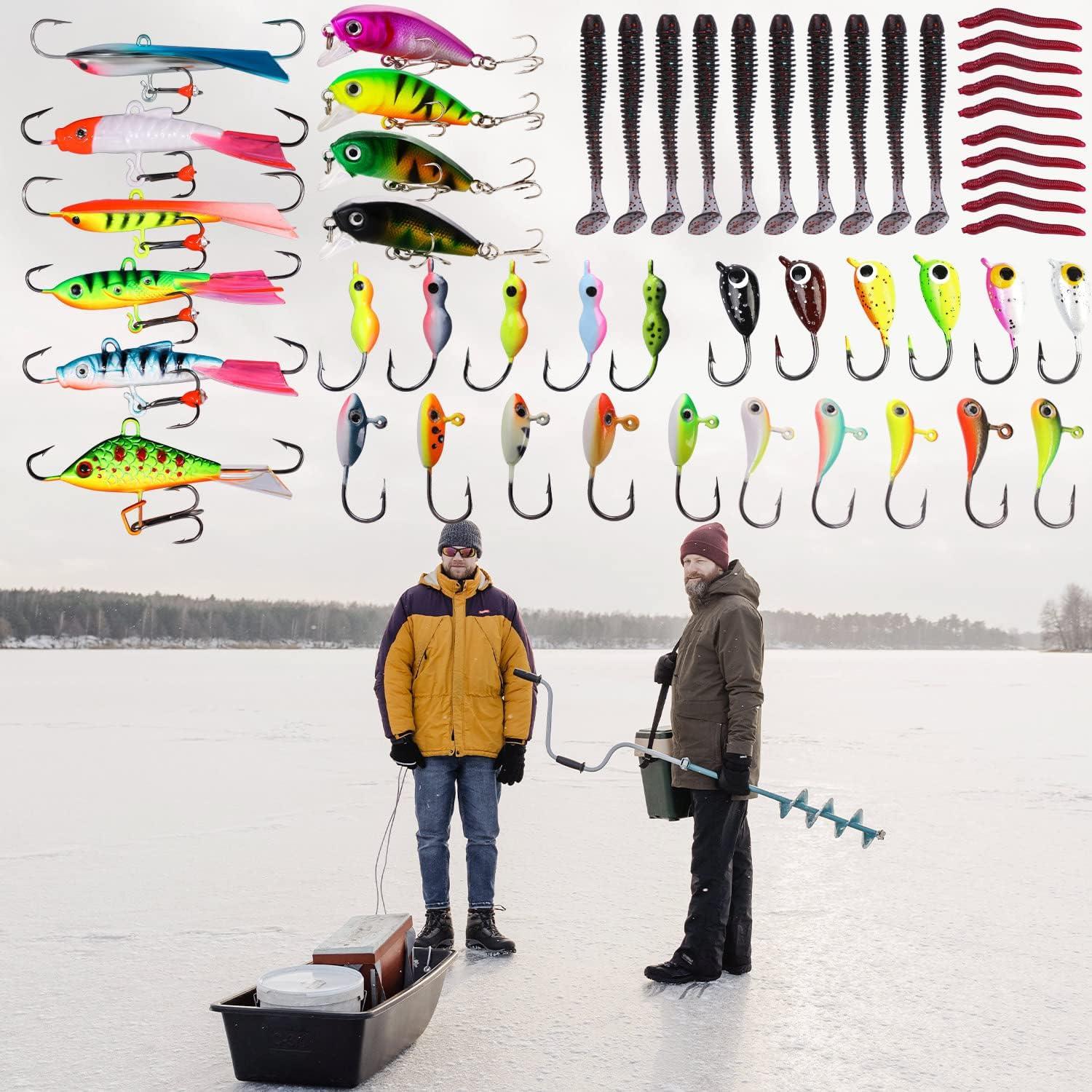 image:imageSougayilang Ice Fishing Rod and Reel Combo Ice Fishing Gear Complete Kit Include Ice Jig and Ice Fishing Accessories Spinning Ice Fishing Combos25 M Ice Fishing Full Kit