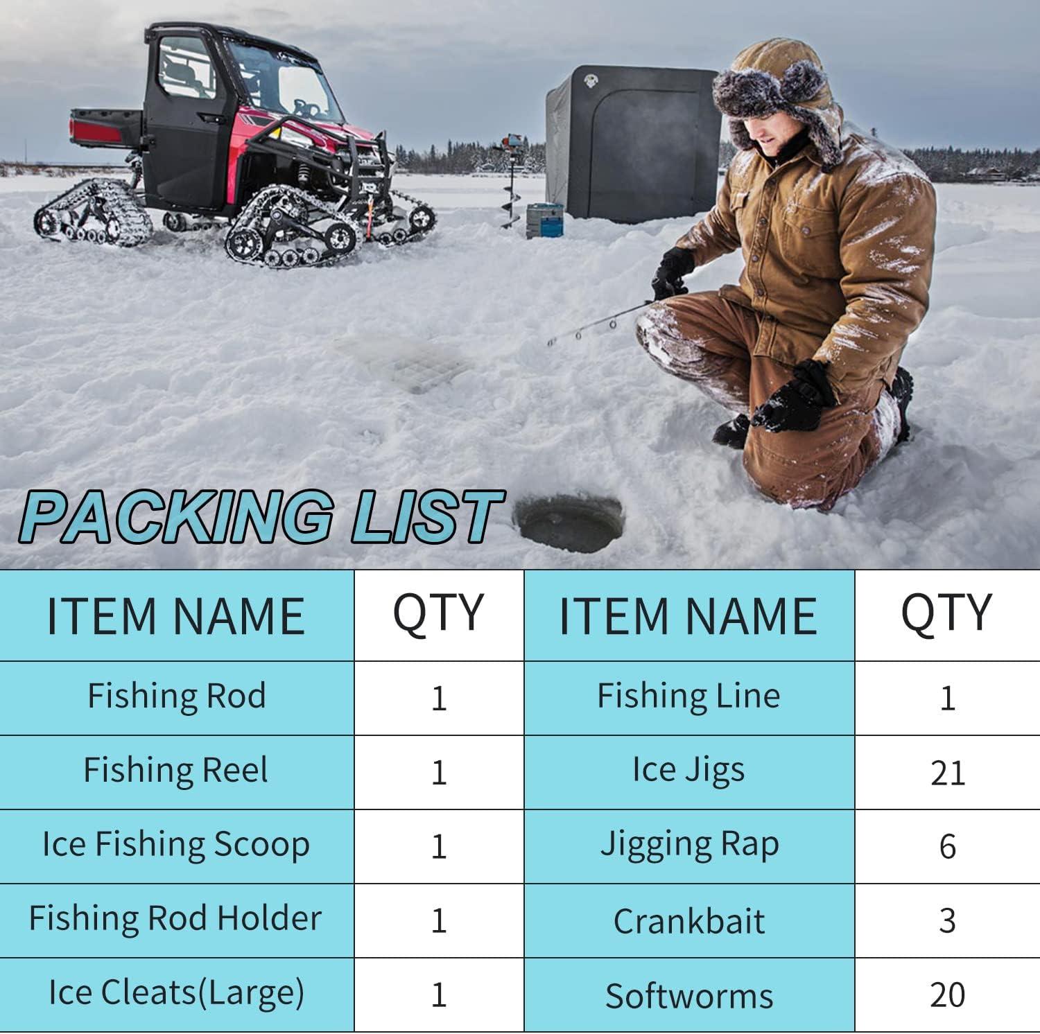 image:imageSougayilang Ice Fishing Rod and Reel Combo Ice Fishing Gear Complete Kit Include Ice Jig and Ice Fishing Accessories Spinning Ice Fishing Combos25 M Ice Fishing Full Kit