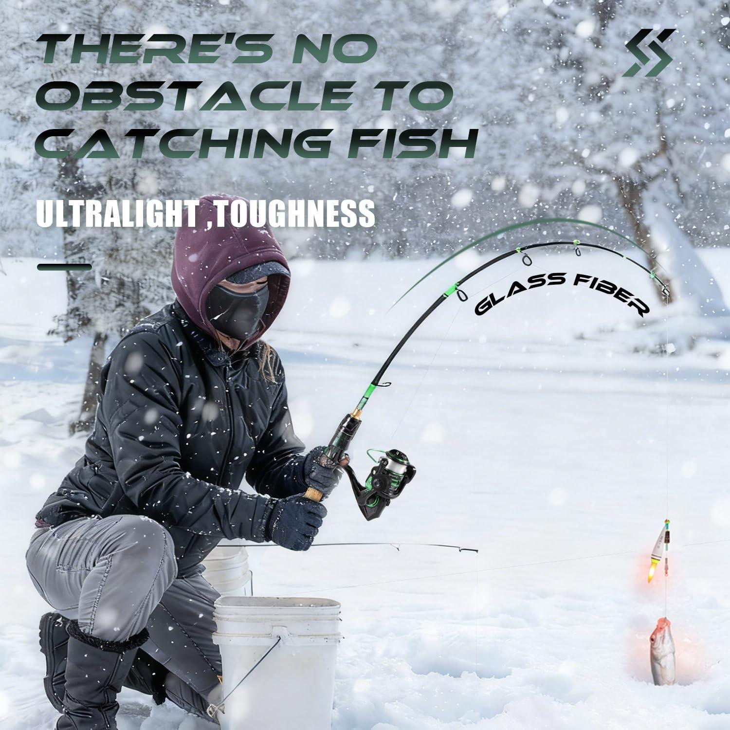 image:imageSougayilang Ice Fishing Rod and Reel Combo Ice Fishing Gear Complete Kit Include Ice Jig and Ice Fishing Accessories Spinning Ice Fishing Combos28 Ice Combo Fishing Rod and ReelXE