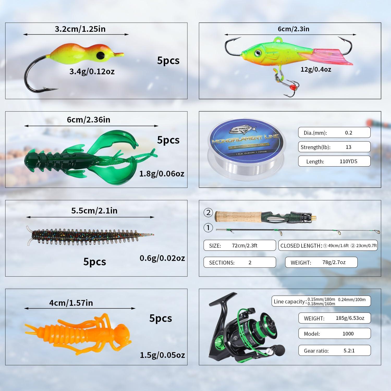 image:imageSougayilang Ice Fishing Rod and Reel Combo Ice Fishing Gear Complete Kit Include Ice Jig and Ice Fishing Accessories Spinning Ice Fishing Combos28 Ice Combo Fishing Rod and ReelXE