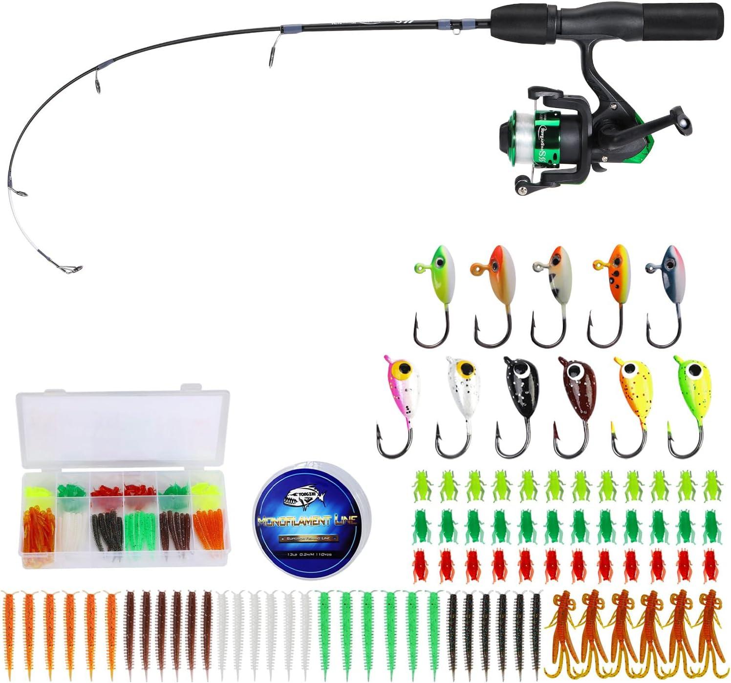image:imageSougayilang Ice Fishing Rod and Reel Set Ice Fishing Includes Ice Jigs Lures and Essential Tackle27 MediumLight Power Ice Spinning RodEVA Foam Grip HandleFspinning ice comboMYMLXE