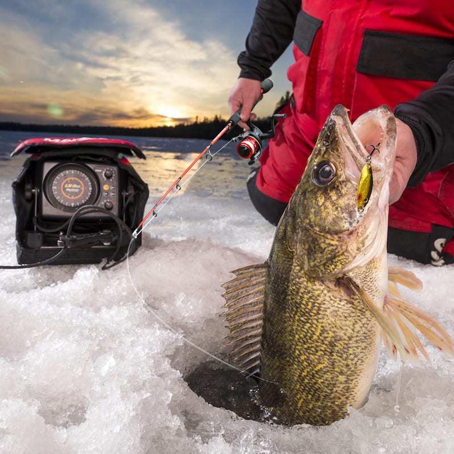image:imageSougayilang Ice Fishing Rod and Reel Set Ice Fishing Includes Ice Jigs Lures and Essential Tackle27 MediumLight Power Ice Spinning RodEVA Foam Grip HandleEspinning ice comboLXE