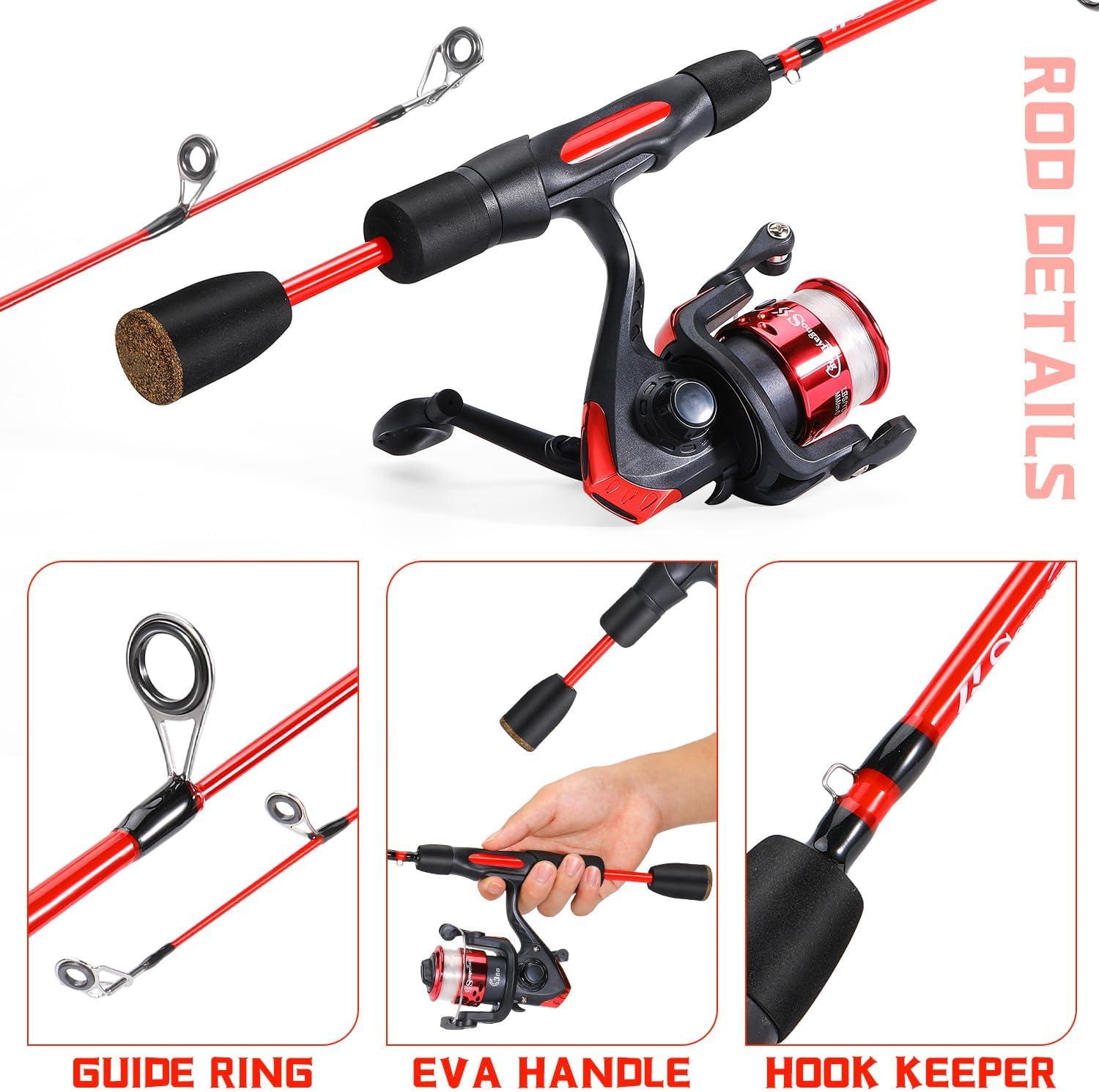 image:imageSougayilang Ice Fishing Rod and Reel Set Ice Fishing Includes Ice Jigs Lures and Essential Tackle27 MediumLight Power Ice Spinning RodEVA Foam Grip HandleEspinning ice comboLXE