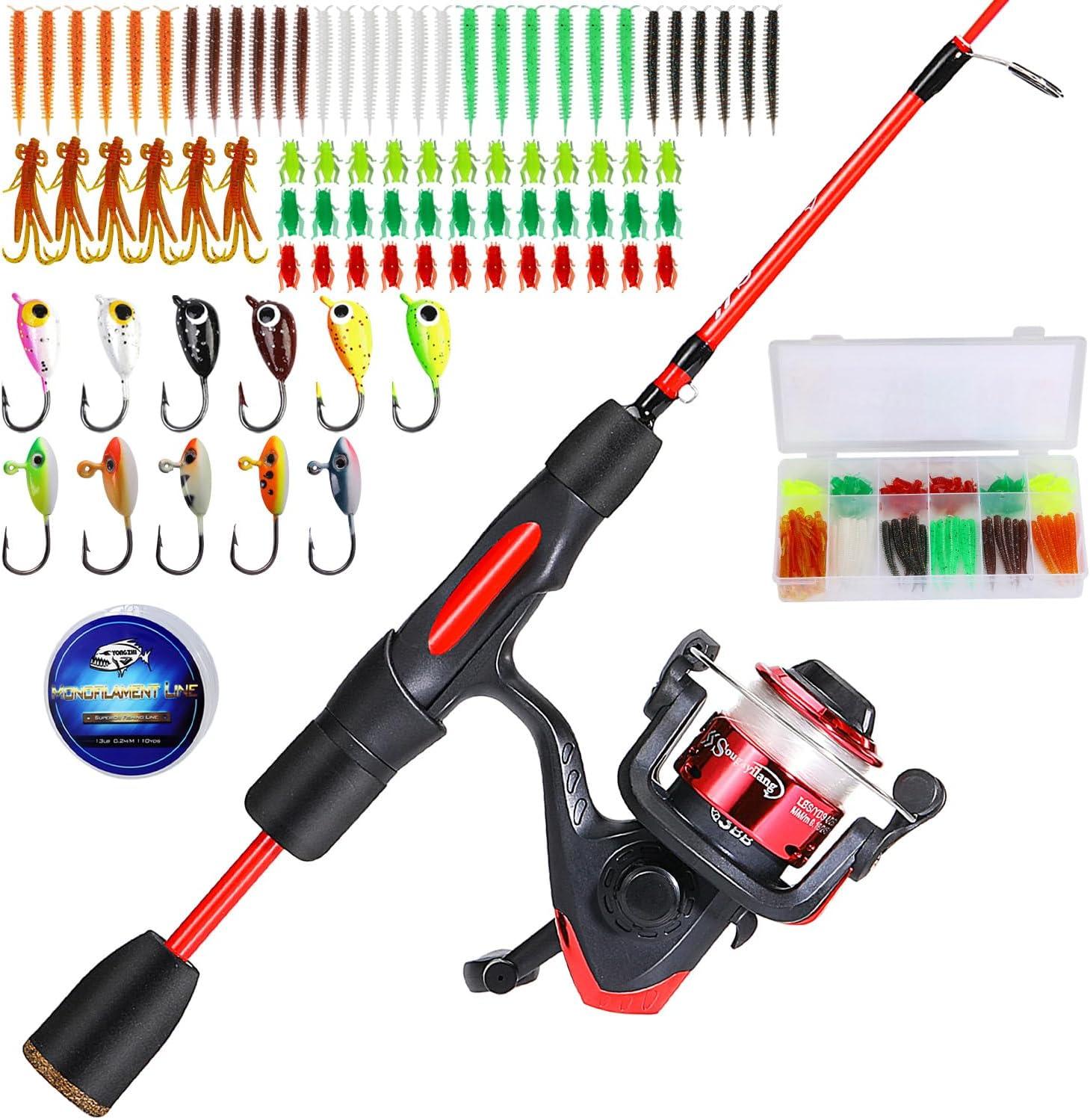 image:imageSougayilang Ice Fishing Rod and Reel Set Ice Fishing Includes Ice Jigs Lures and Essential Tackle27 MediumLight Power Ice Spinning RodEVA Foam Grip HandleEspinning ice comboLXE