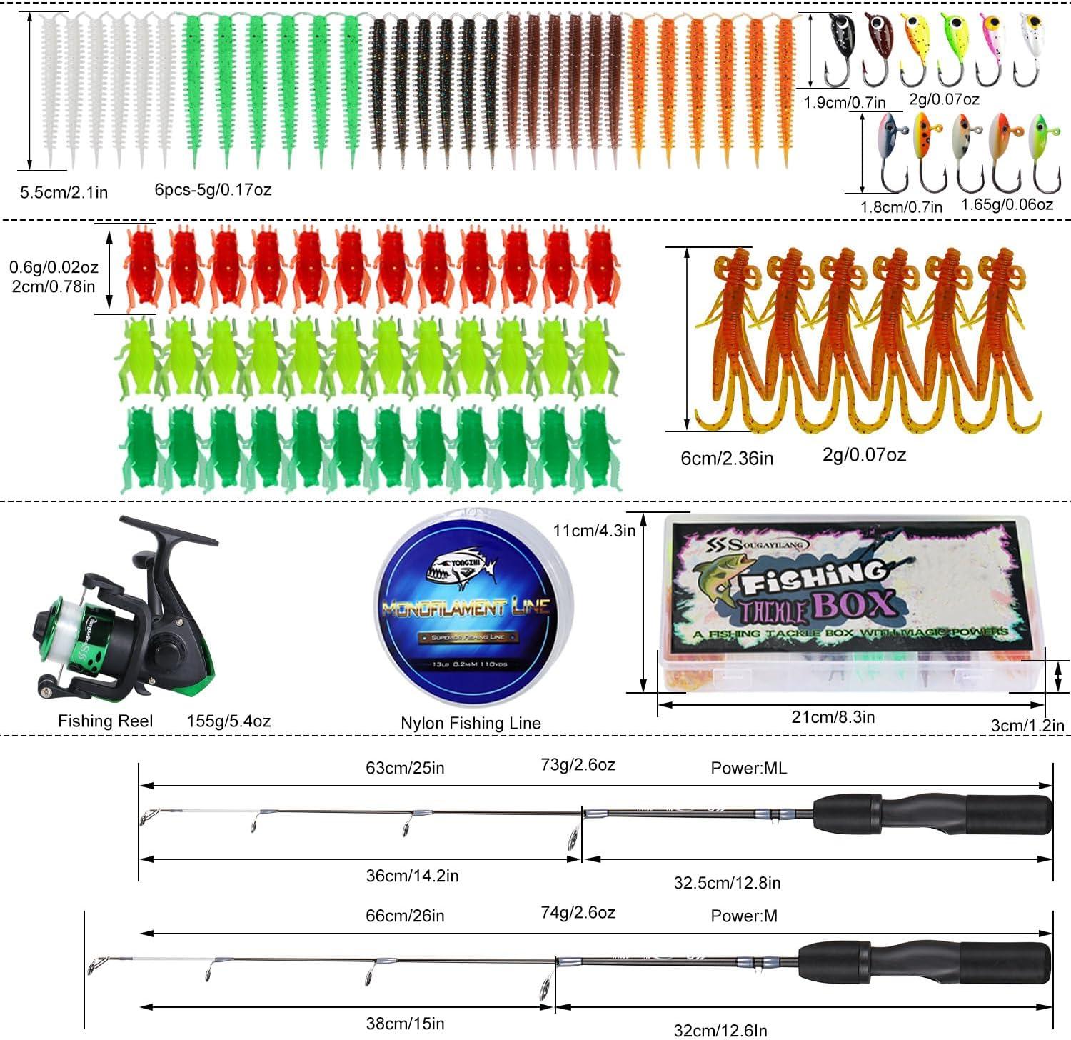 image:imageSougayilang Ice Fishing Rod and Reel Set Ice Fishing Includes Ice Jigs Lures and Essential Tackle27 MediumLight Power Ice Spinning RodEVA Foam Grip HandleFspinning ice comboMYMXE