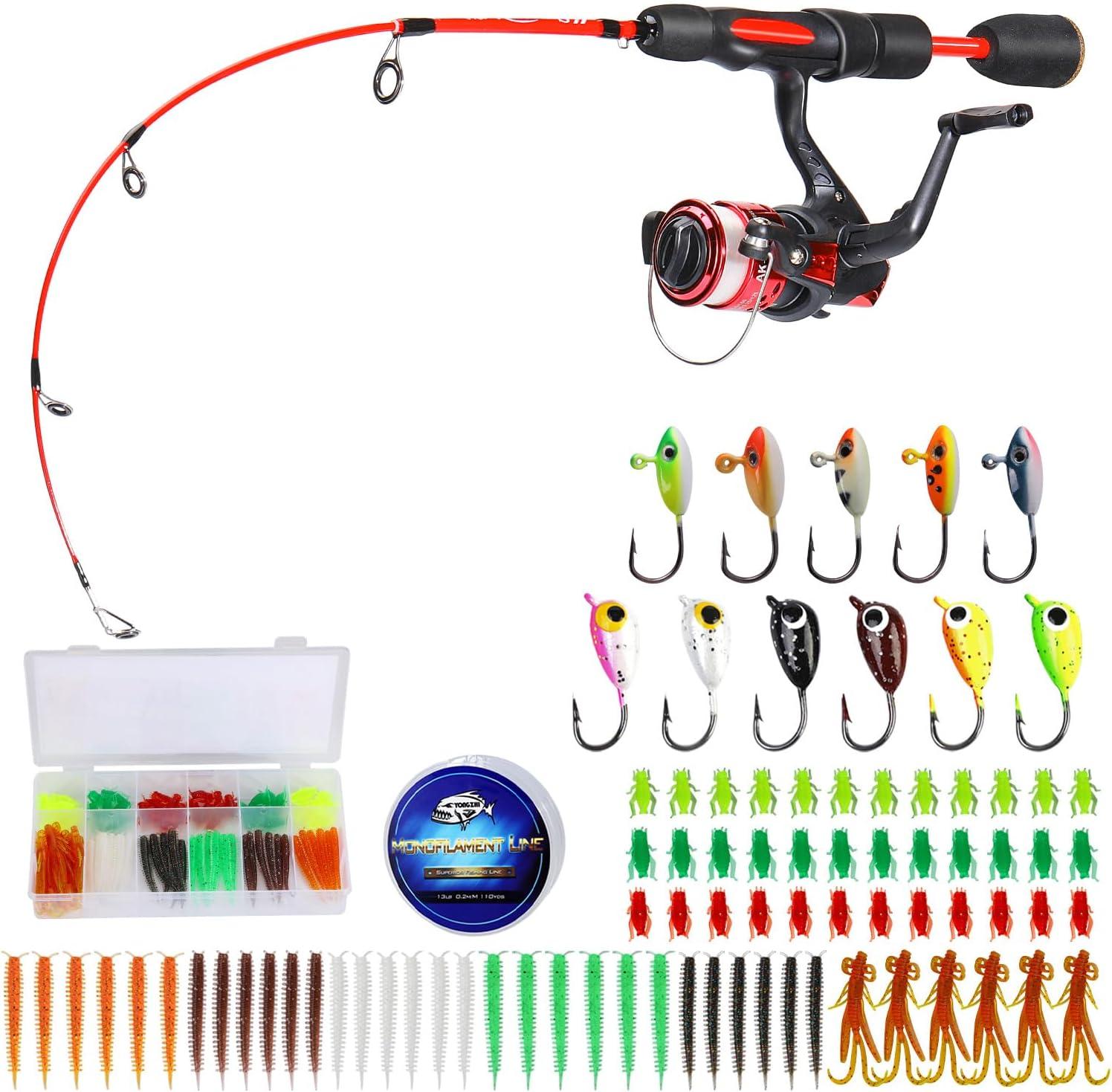 image:imageSougayilang Ice Fishing Rod and Reel Set Ice Fishing Includes Ice Jigs Lures and Essential Tackle27 MediumLight Power Ice Spinning RodEVA Foam Grip HandleEspinning ice comboLXE