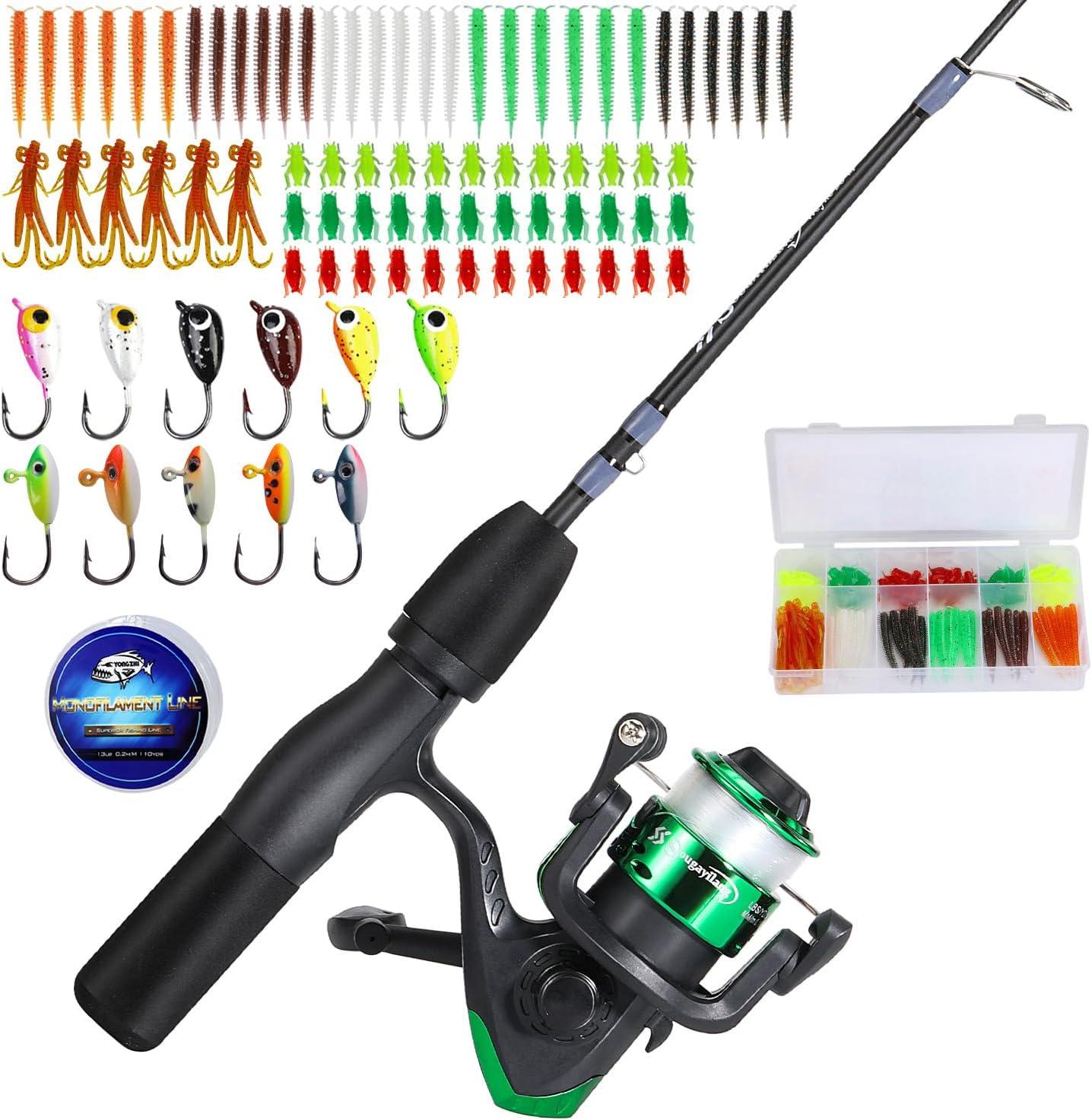 image:imageSougayilang Ice Fishing Rod and Reel Set Ice Fishing Includes Ice Jigs Lures and Essential Tackle27 MediumLight Power Ice Spinning RodEVA Foam Grip HandleFspinning ice comboMYMLXE