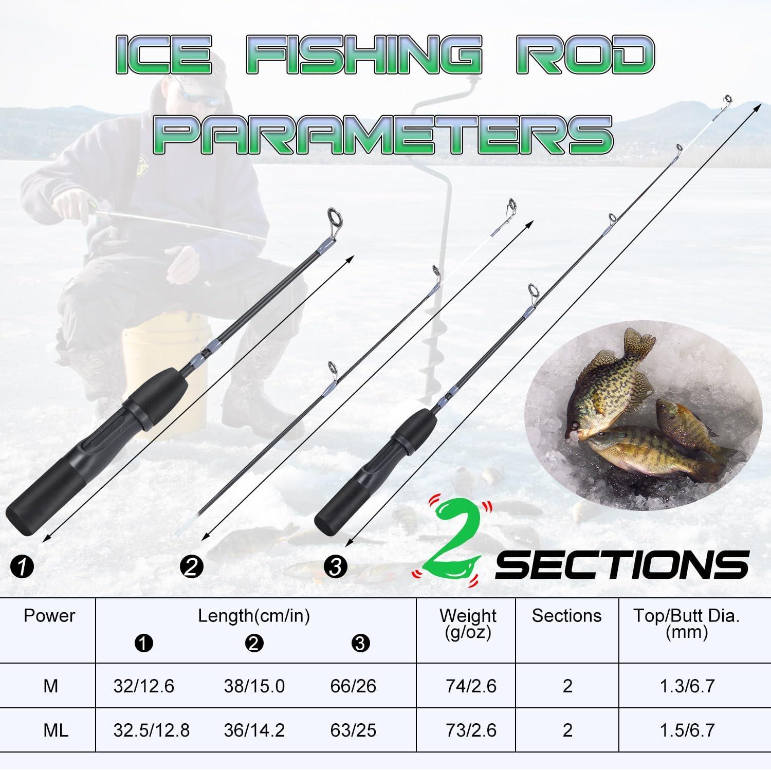 image:imageSougayilang Ice Fishing Rod and Reel Set Ice Fishing Includes Ice Jigs Lures and Essential Tackle27 MediumLight Power Ice Spinning RodEVA Foam Grip HandleBice fishing rodML