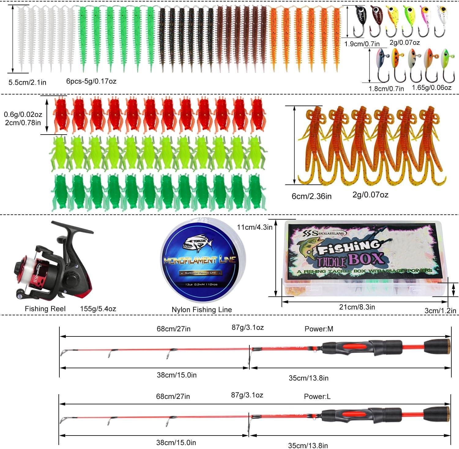 image:imageSougayilang Ice Fishing Rod and Reel Set Ice Fishing Includes Ice Jigs Lures and Essential Tackle27 MediumLight Power Ice Spinning RodEVA Foam Grip HandleEspinning ice comboMXE