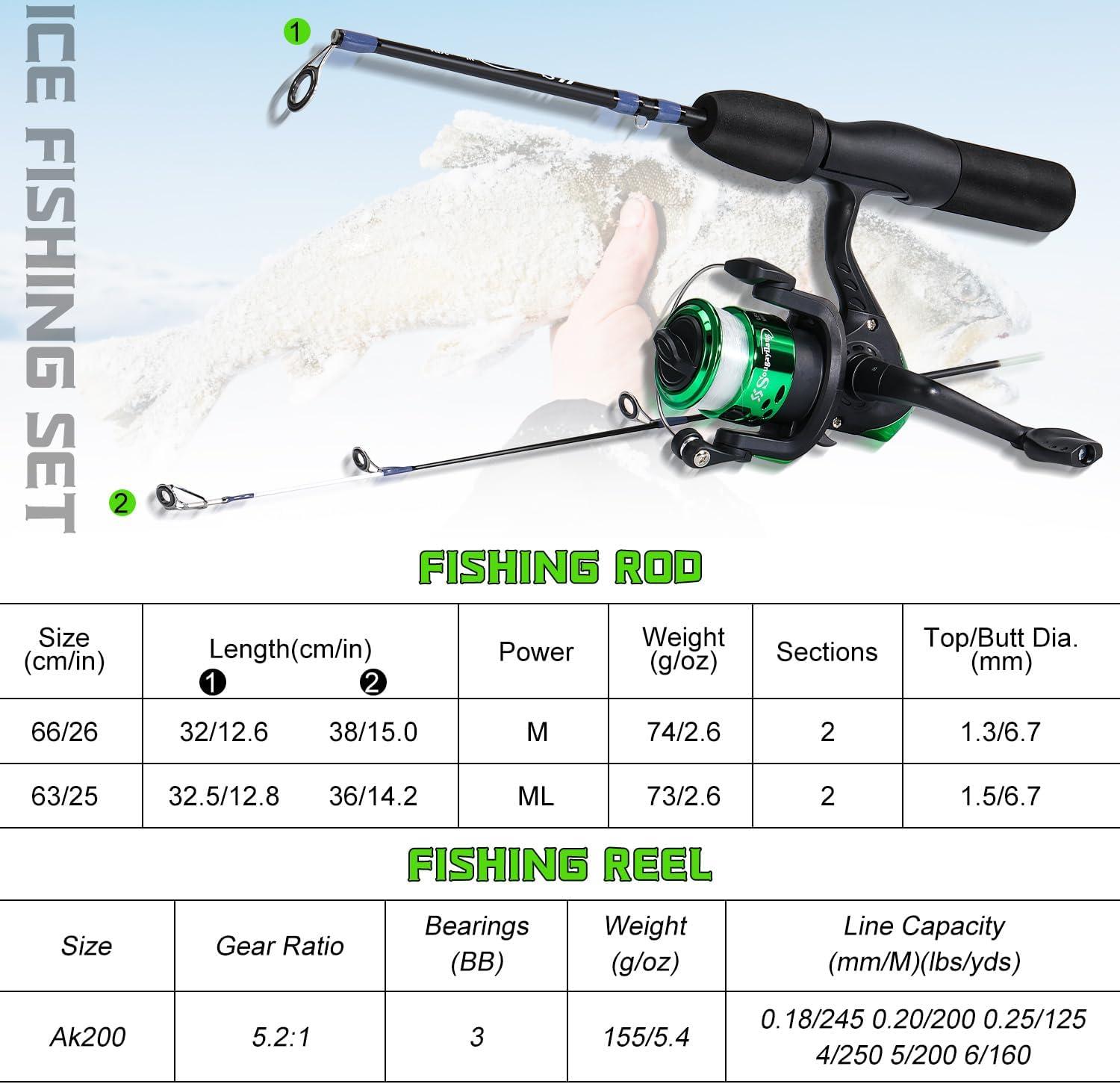 image:imageSougayilang Ice Fishing Rod and Reel Set Ice Fishing Includes Ice Jigs Lures and Essential Tackle27 MediumLight Power Ice Spinning RodEVA Foam Grip HandleFspinning ice comboMYMLXE