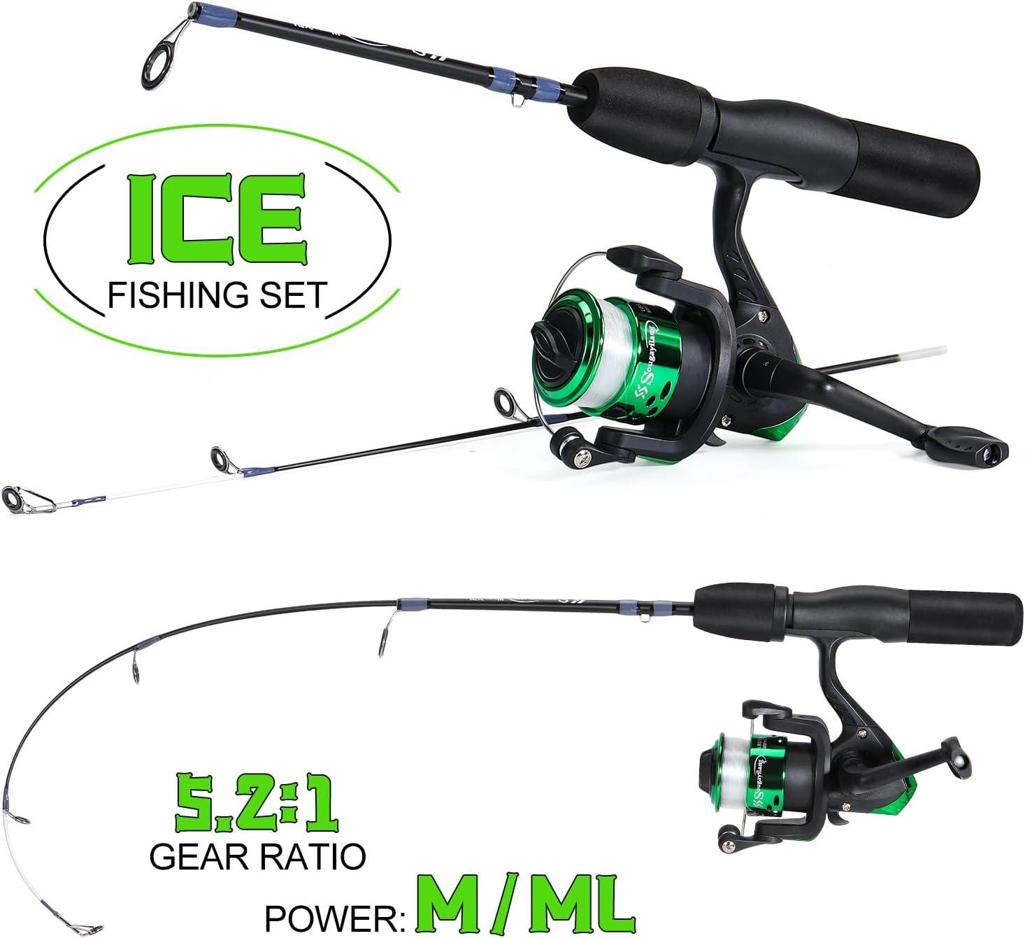 image:imageSougayilang Ice Fishing Rod and Reel Set Ice Fishing Includes Ice Jigs Lures and Essential Tackle27 MediumLight Power Ice Spinning RodEVA Foam Grip HandleFspinning ice comboMYMXE