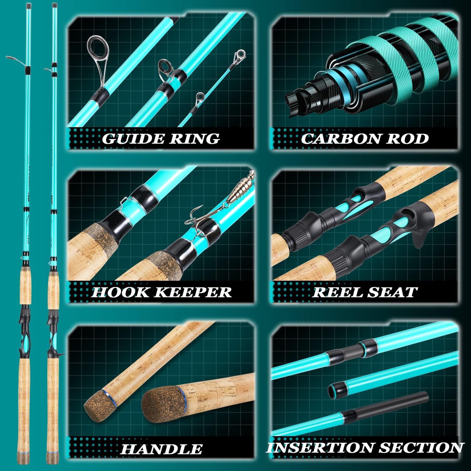 image:imageSougayilang Inshore Saltwater Fishing Rods Spinning Rods and Casting Rods with AAA Cork HandlesIM7 Toray Carbon Blanks 7Blue Casting