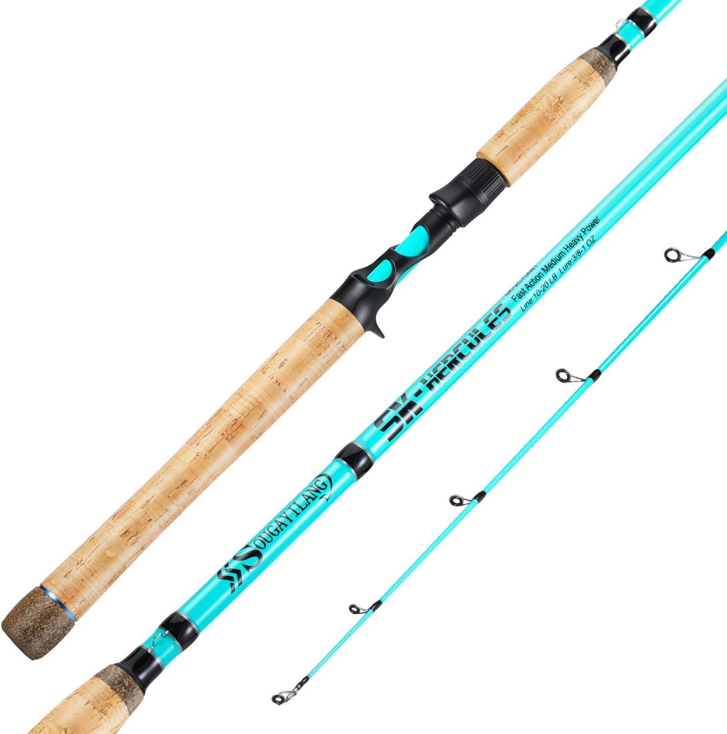 image:imageSougayilang Inshore Saltwater Fishing Rods Spinning Rods and Casting Rods with AAA Cork HandlesIM7 Toray Carbon Blanks 7Blue Casting