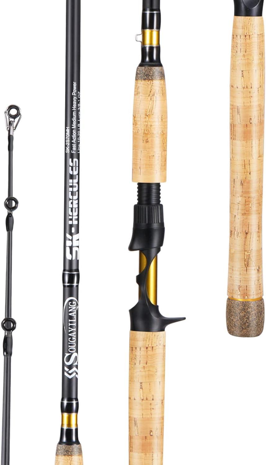 image:imageSougayilang Inshore Saltwater Fishing Rods Spinning Rods and Casting Rods with AAA Cork HandlesIM7 Toray Carbon Blanks 7Golden Casting