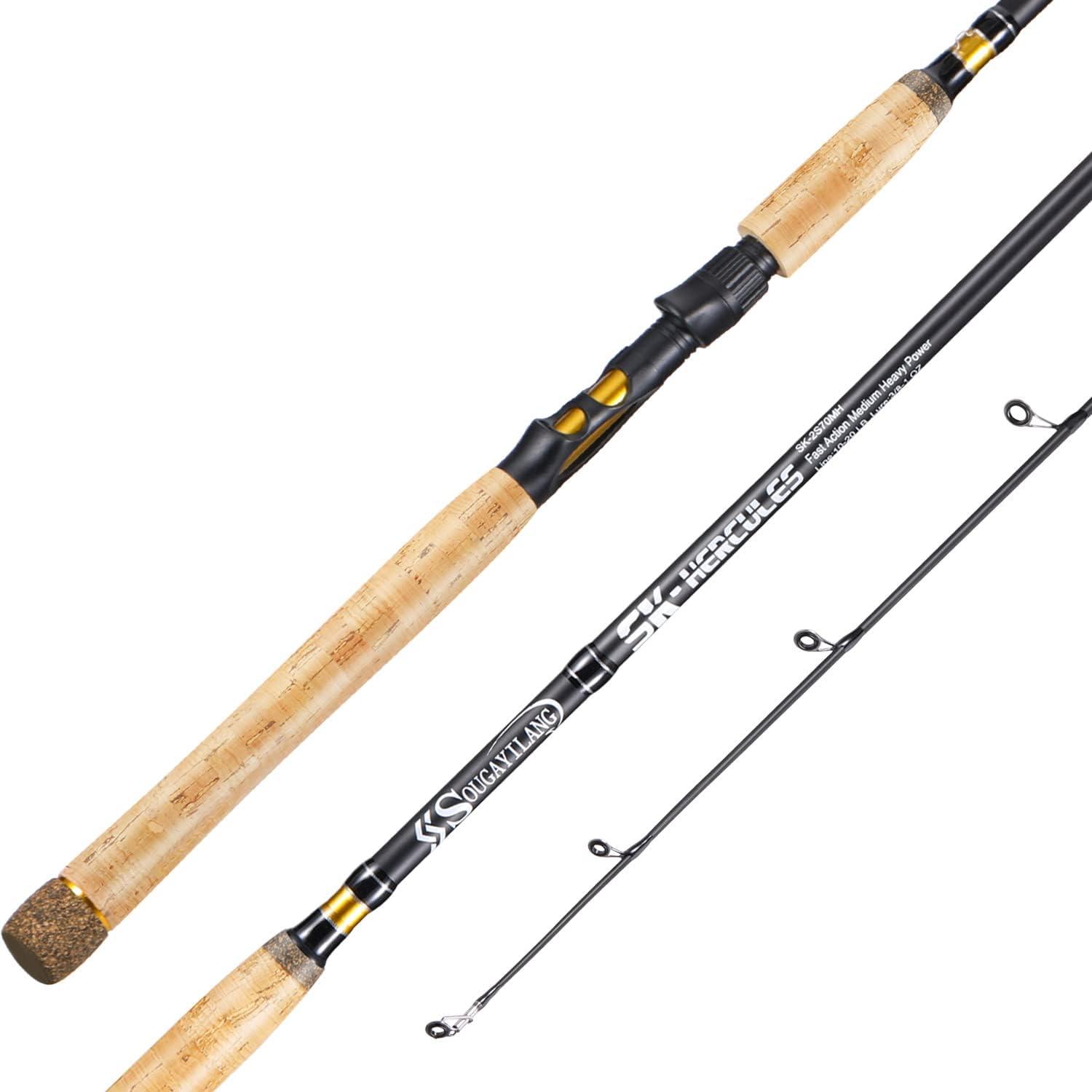 image:imageSougayilang Inshore Saltwater Fishing Rods Spinning Rods and Casting Rods with AAA Cork HandlesIM7 Toray Carbon Blanks 7Golden Spinning