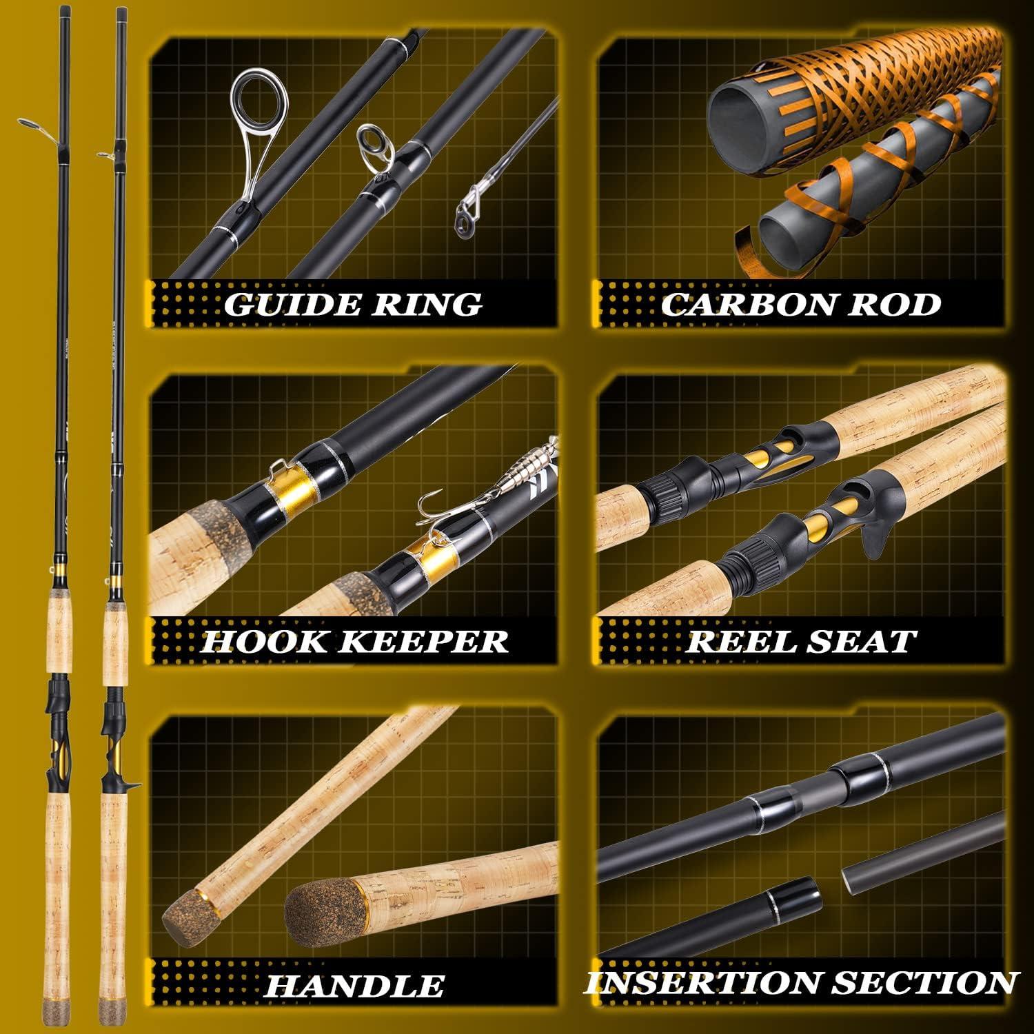 image:imageSougayilang Inshore Saltwater Fishing Rods Spinning Rods and Casting Rods with AAA Cork HandlesIM7 Toray Carbon Blanks 7Golden Spinning