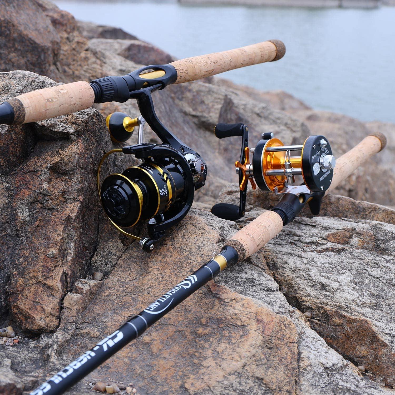 image:imageSougayilang Inshore Saltwater Fishing Rods Spinning Rods and Casting Rods with AAA Cork HandlesIM7 Toray Carbon Blanks 7Golden Spinning