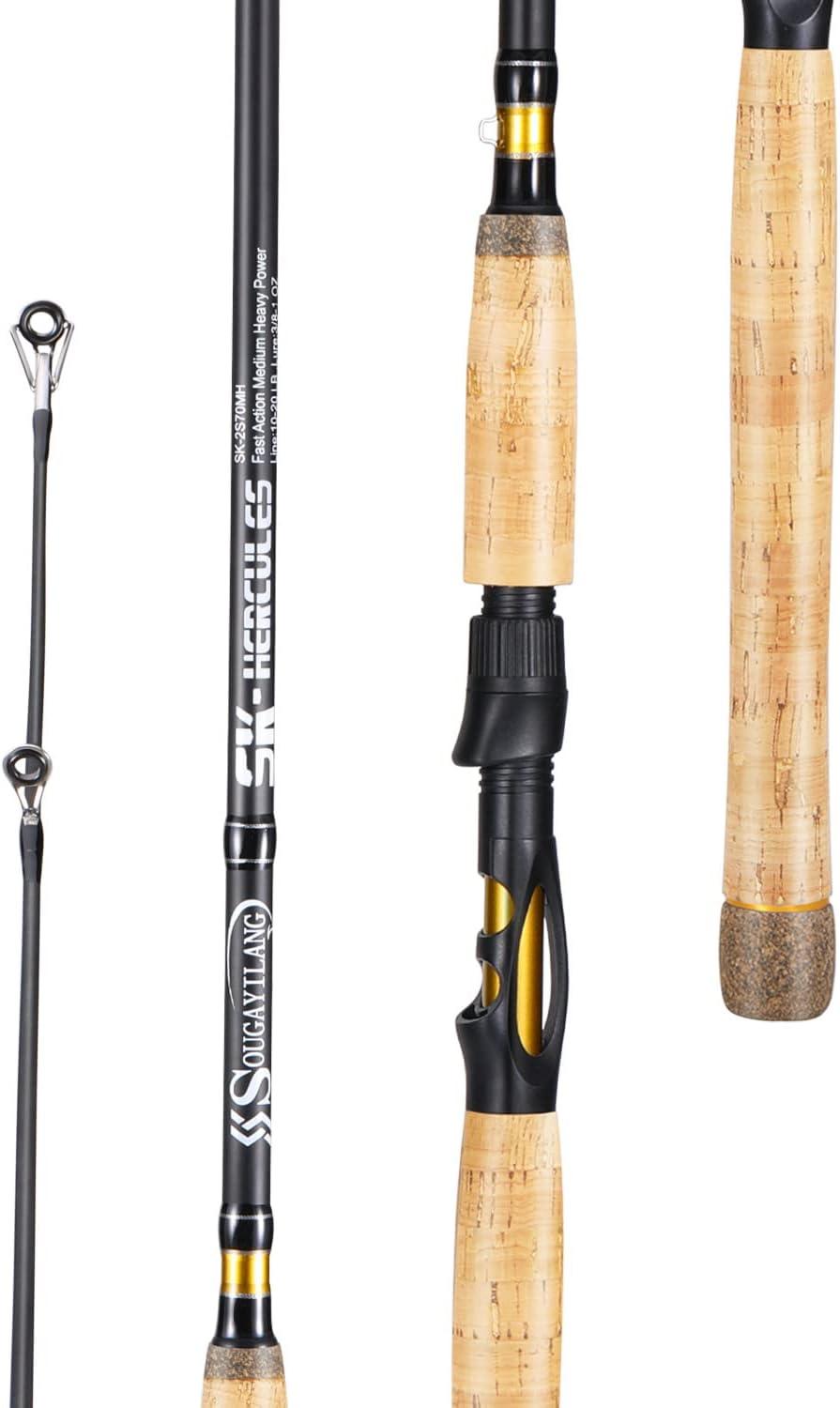 image:imageSougayilang Inshore Saltwater Fishing Rods Spinning Rods and Casting Rods with AAA Cork HandlesIM7 Toray Carbon Blanks 7Golden Spinning