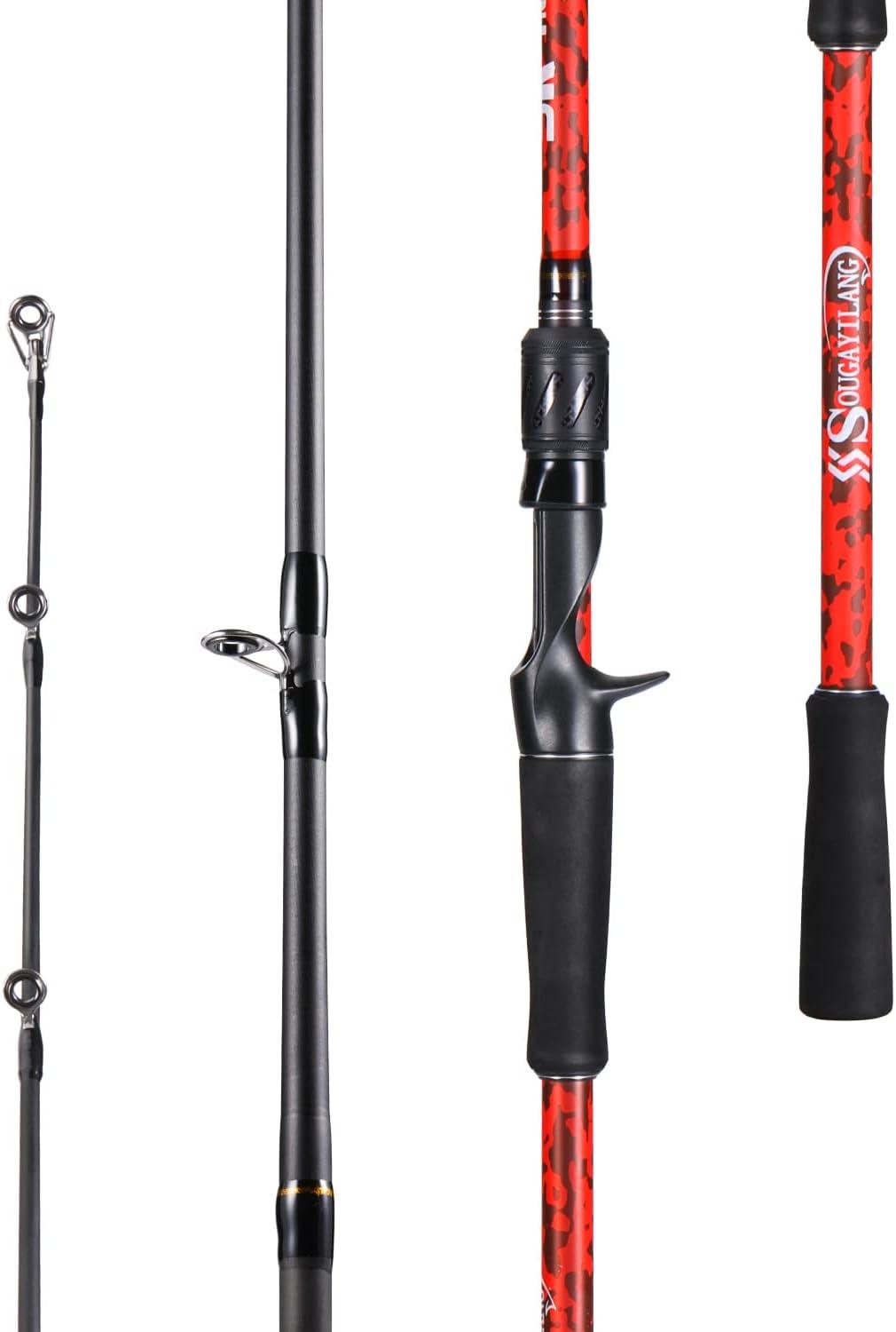 image:imageSougayilang Inshore Saltwater Fishing Rods Spinning Rods and Casting Rods with AAA Cork HandlesIM7 Toray Carbon Blanks 7Red Casting