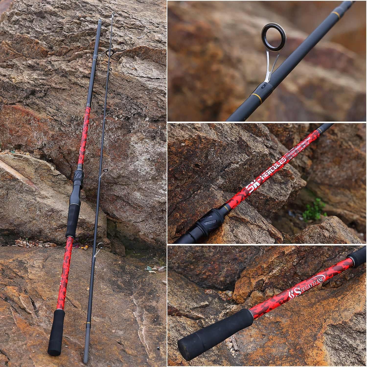 image:imageSougayilang Inshore Saltwater Fishing Rods Spinning Rods and Casting Rods with AAA Cork HandlesIM7 Toray Carbon Blanks 7Red Casting