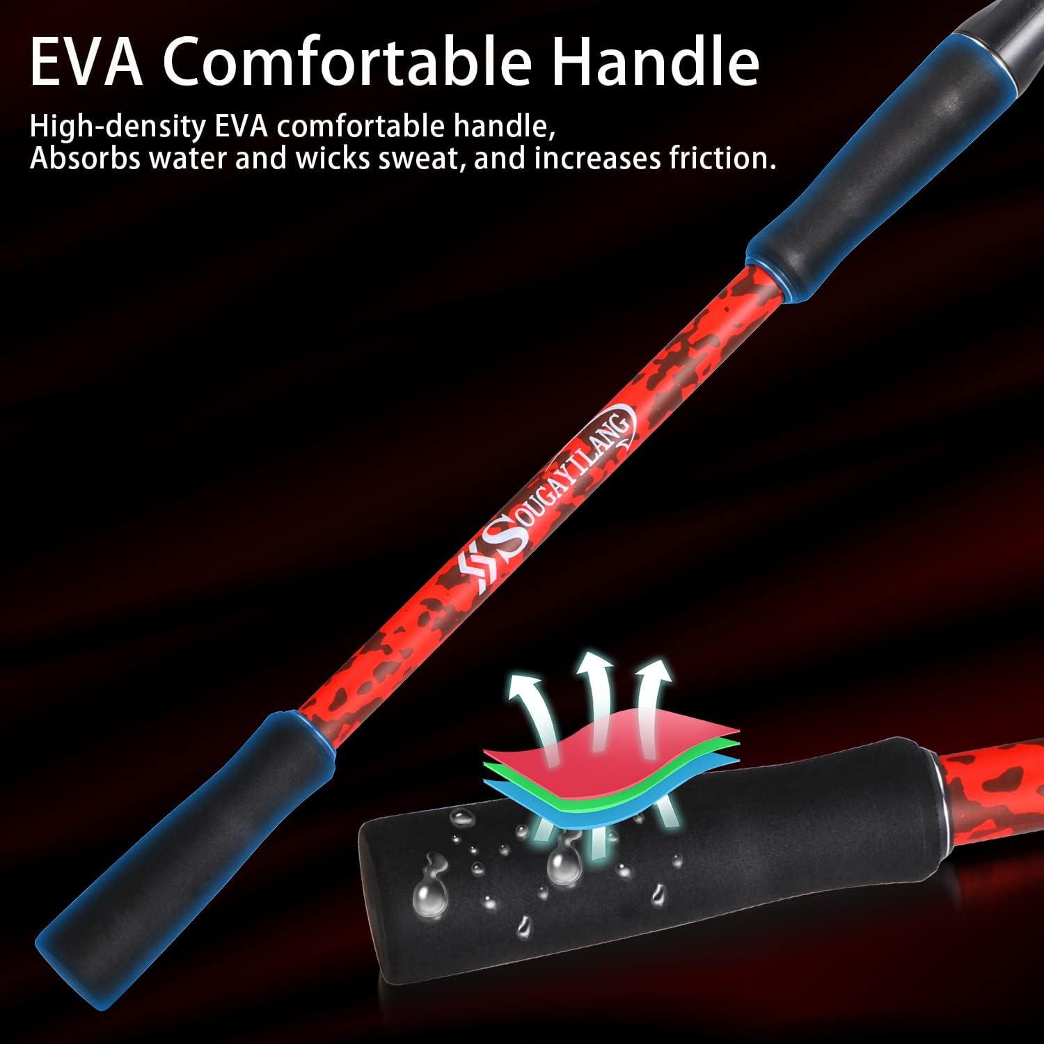 image:imageSougayilang Inshore Saltwater Fishing Rods Spinning Rods and Casting Rods with AAA Cork HandlesIM7 Toray Carbon Blanks 7Red Casting