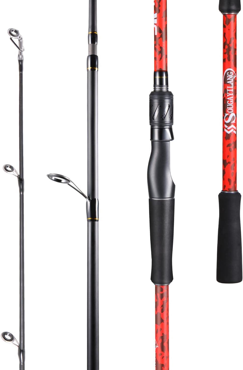 image:imageSougayilang Inshore Saltwater Fishing Rods Spinning Rods and Casting Rods with AAA Cork HandlesIM7 Toray Carbon Blanks 7Red Spinning