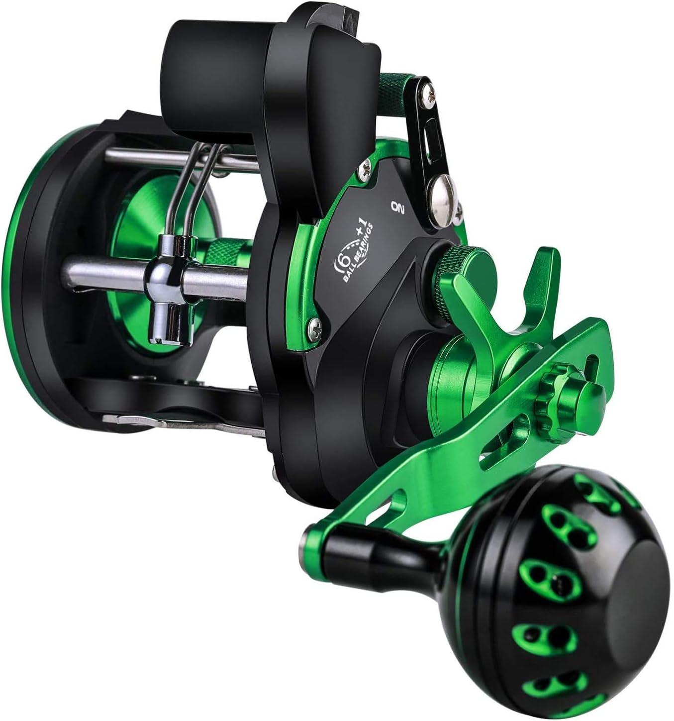 image:imageSougayilang Line Counter Trolling Reel Graphite Body Fishing Reel Durable StainlessSteel and Brass Gears Powerful Carbon Disc DragLeft Hand