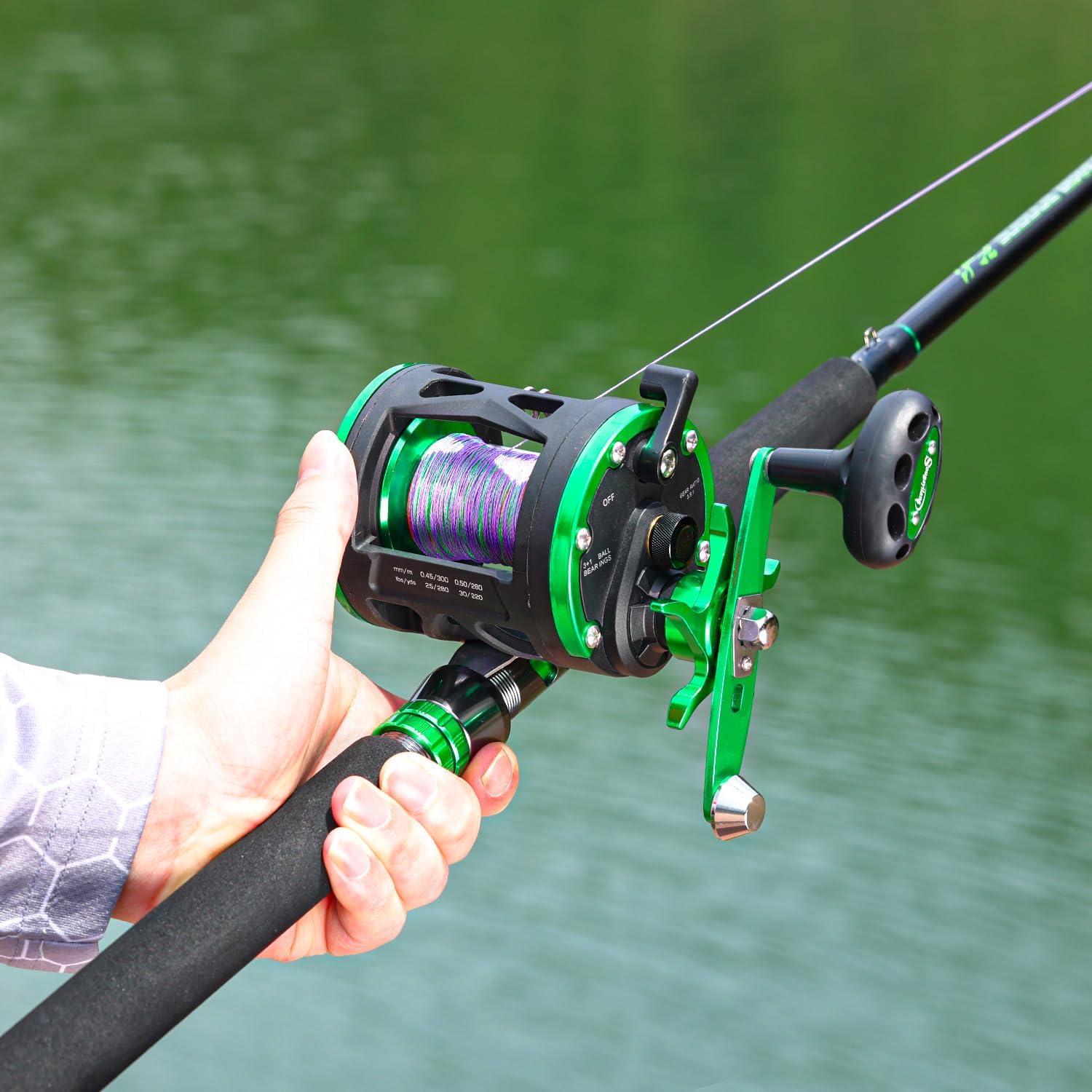 image:imageSougayilang Premium Catfish Rod and Reel Combo Medium Heavy TwoPiece Catfish Rod Conventional Reel Combo for Catfish Salmon and SteelheadLDT30left hand