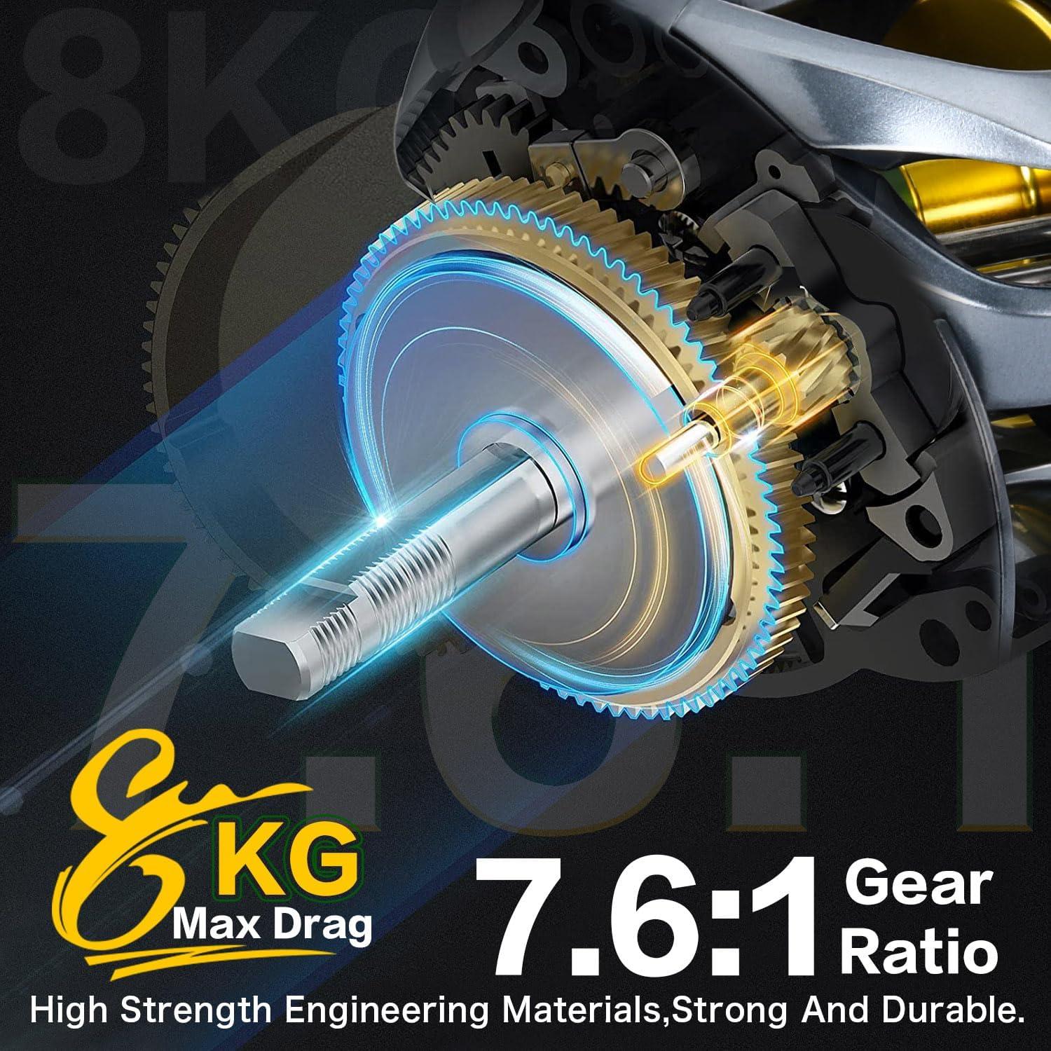 image:imageSougayilang SY200 Baitcasting Fishing Reel111 Double Shielded Stainless Steel BB 7 Button Magnetic Brakes 761 Gear Ratio 1764 lbs of Smooth DragSY200 right handle
