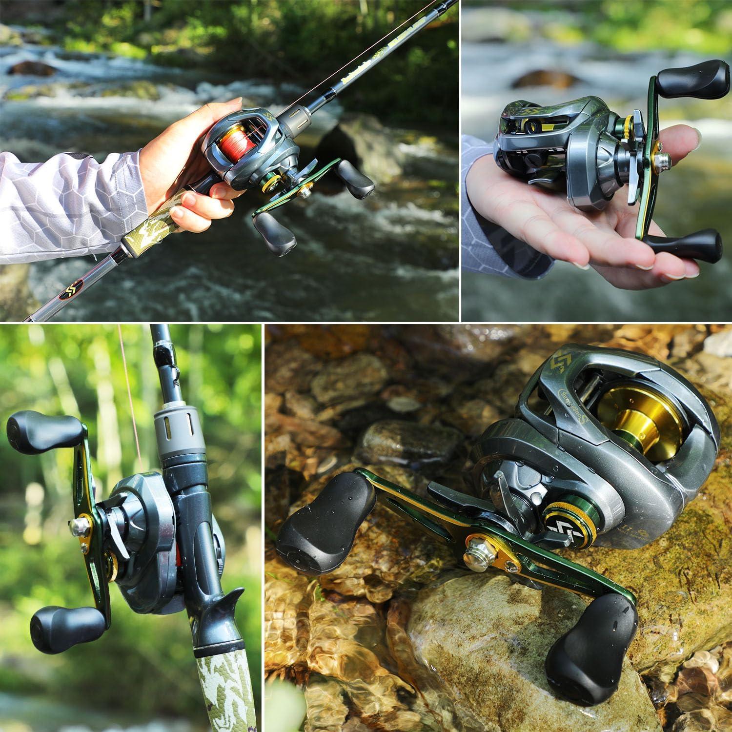 image:imageSougayilang SY200 Baitcasting Fishing Reel111 Double Shielded Stainless Steel BB 7 Button Magnetic Brakes 761 Gear Ratio 1764 lbs of Smooth DragSY200 right handle