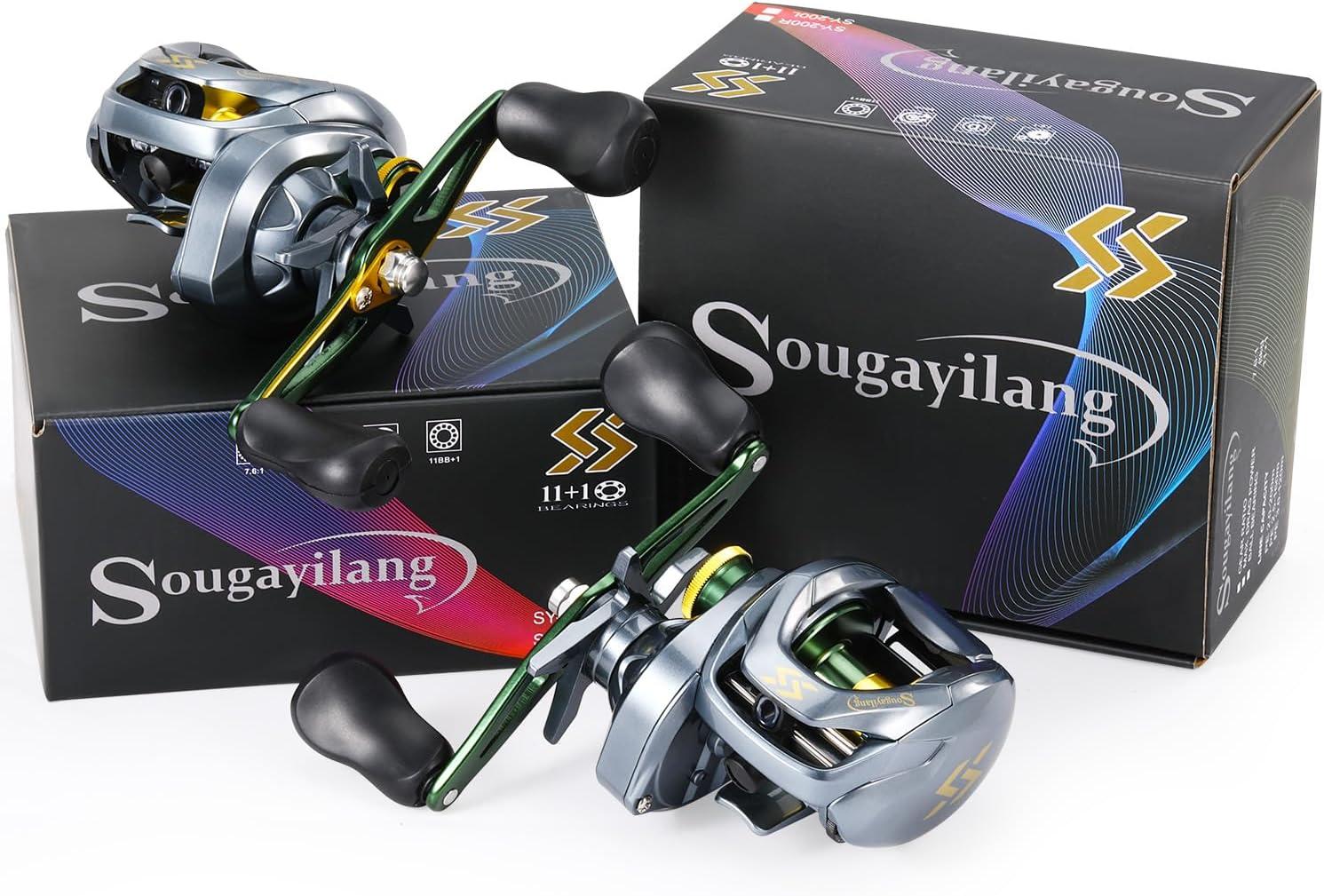 image:imageSougayilang SY200 Baitcasting Fishing Reel111 Double Shielded Stainless Steel BB 7 Button Magnetic Brakes 761 Gear Ratio 1764 lbs of Smooth DragSY200 left handle