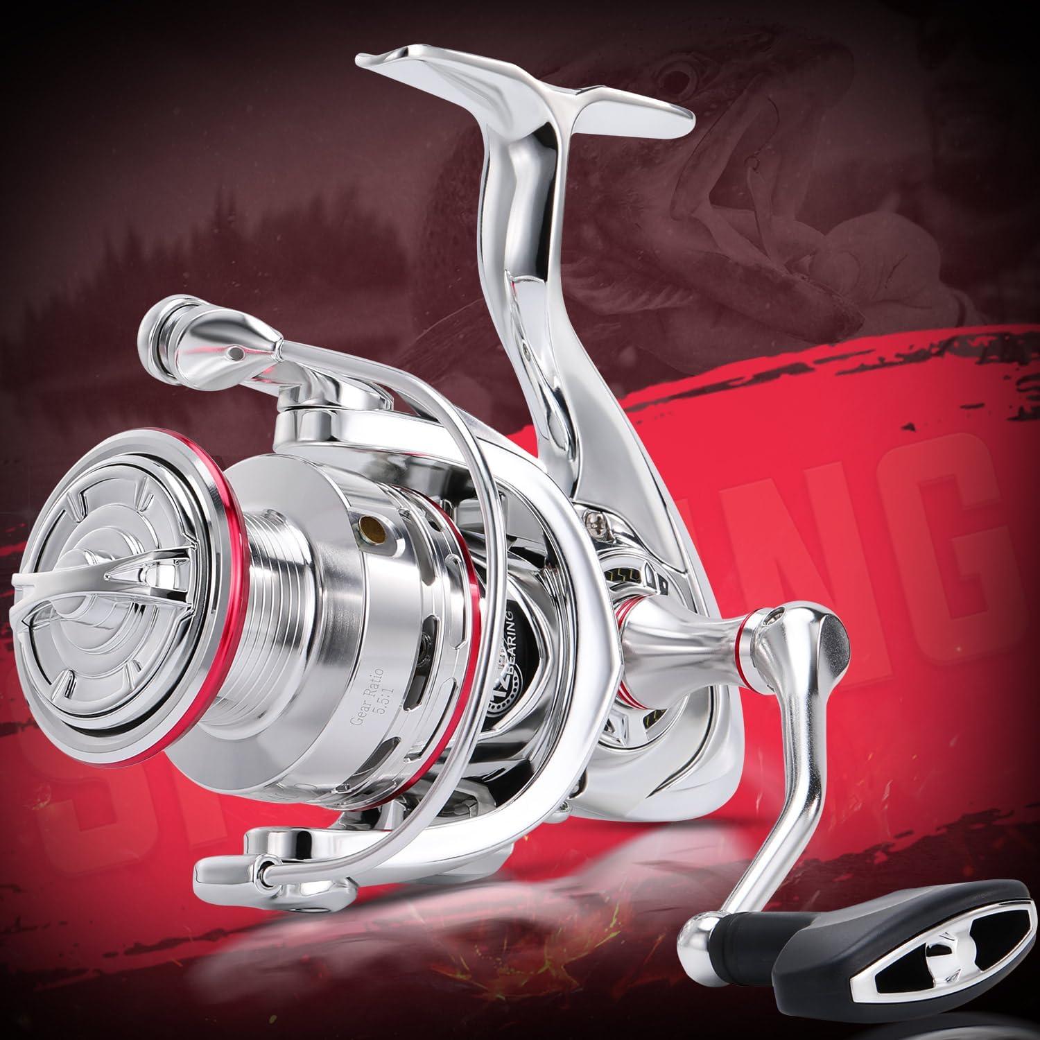 image:imageSougayilang Saltwater Spinning ReelCNC Aluminum SpoolMax Drag 33LBOversize Grip551 Gear Ratio 111 StainlessSteel BB Freshwater Fishing ReelSW2500