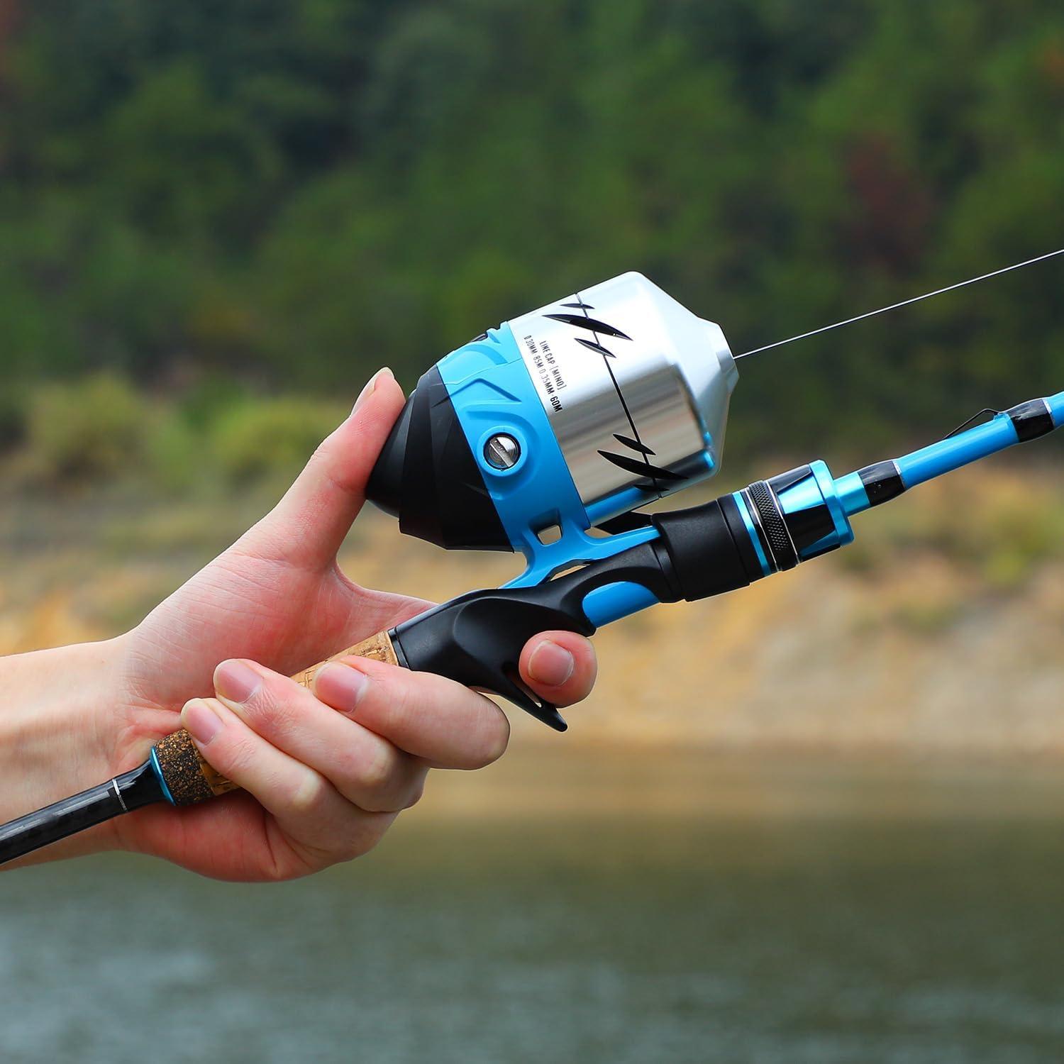 image:imageSougayilang Spincast Fishing Reel PreSpooled with Line Easy Push Button Casting for Beginners 391 Gear Ratio amp Reversible Handle for LeftRight Hand Retrieve