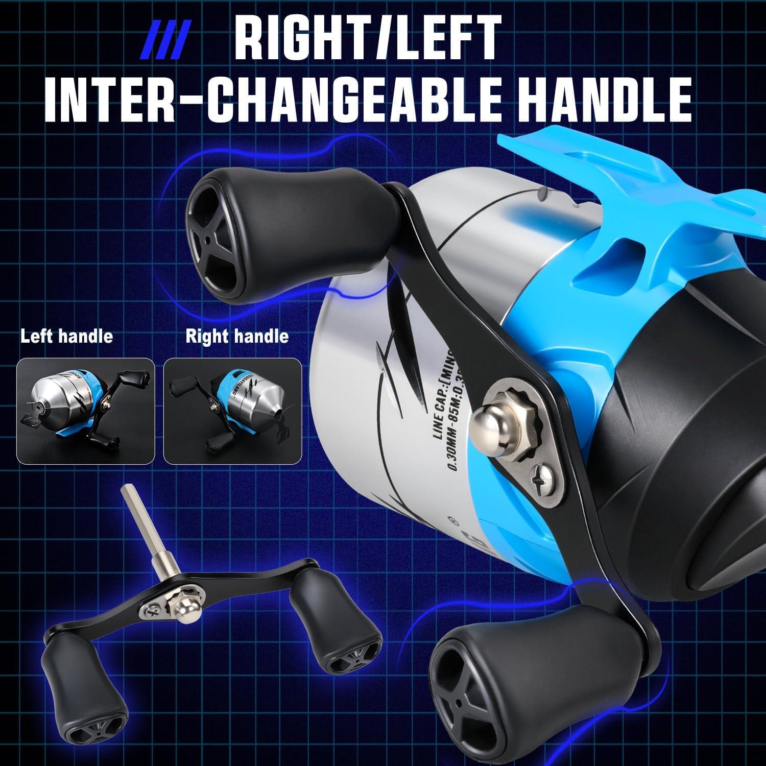 image:imageSougayilang Spincast Fishing Reel PreSpooled with Line Easy Push Button Casting for Beginners 391 Gear Ratio amp Reversible Handle for LeftRight Hand Retrieve