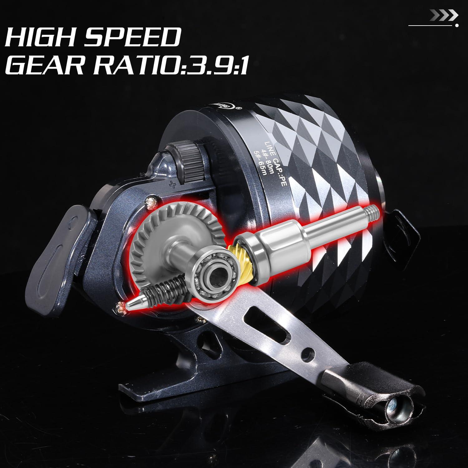 image:imageSougayilang Spincast Fishing Reel Easy to Use Push Button Casting DesignHigh Speed 39 1AllMetal Gears Changeable RightLeftHand Retrieve Includes Monofilament LineSpincast Reel