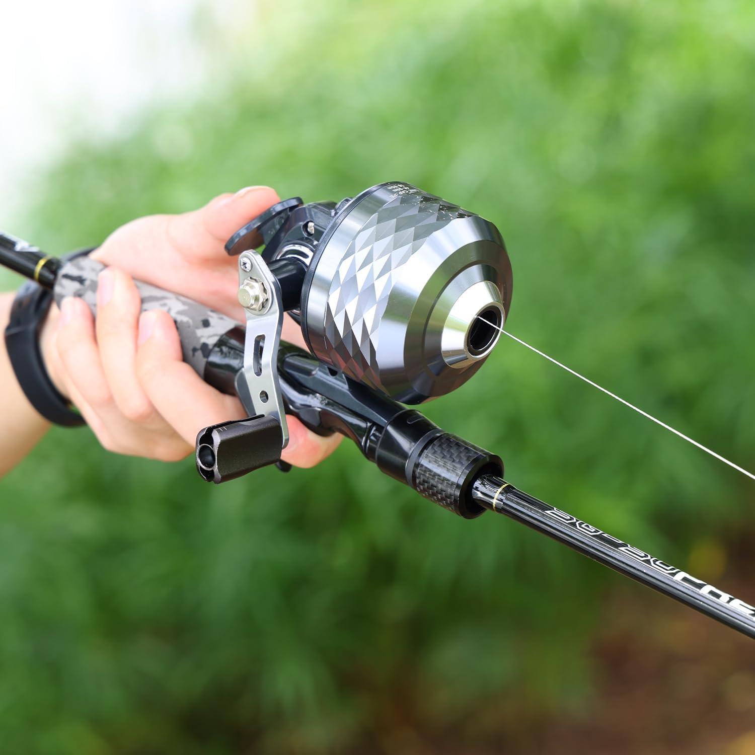 image:imageSougayilang Spincast Fishing Reel Easy to Use Push Button Casting DesignHigh Speed 39 1AllMetal Gears Changeable RightLeftHand Retrieve Includes Monofilament LineSpincast Reel