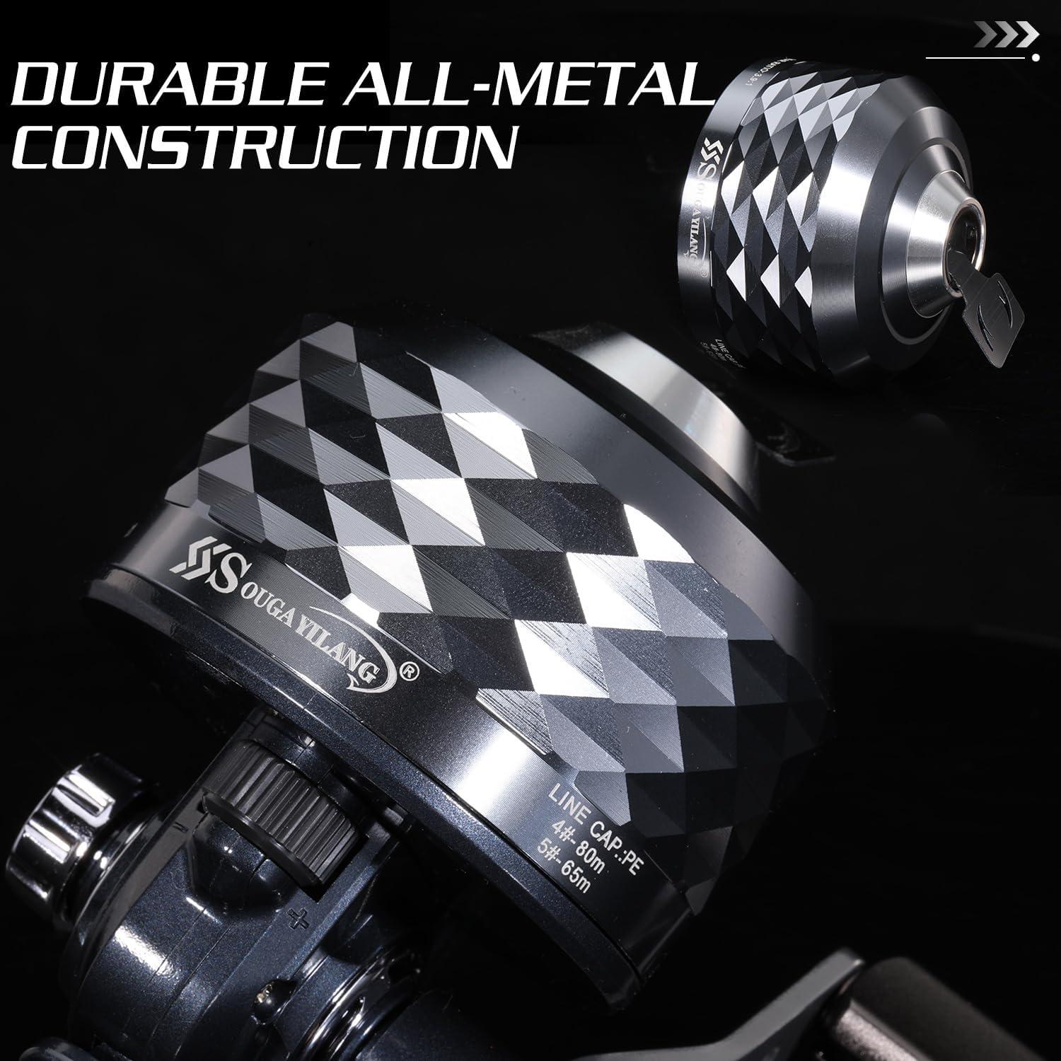 image:imageSougayilang Spincast Fishing Reel Easy to Use Push Button Casting DesignHigh Speed 39 1AllMetal Gears Changeable RightLeftHand Retrieve Includes Monofilament LineSpincast Reel