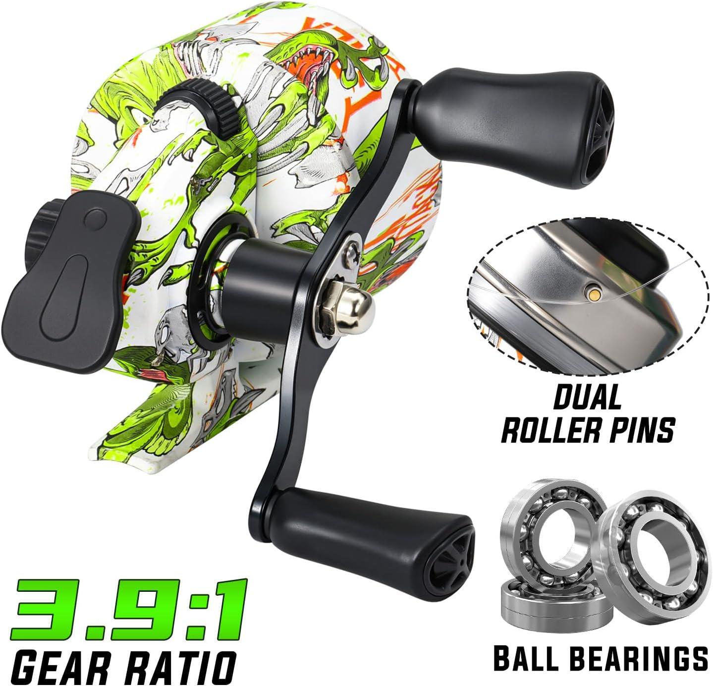 image:imageSougayilang Spincast Fishing Reel Size 30 Reel Right or LeftHand Retrieve 391 Gear Ratio Prespooled with Fishing Line