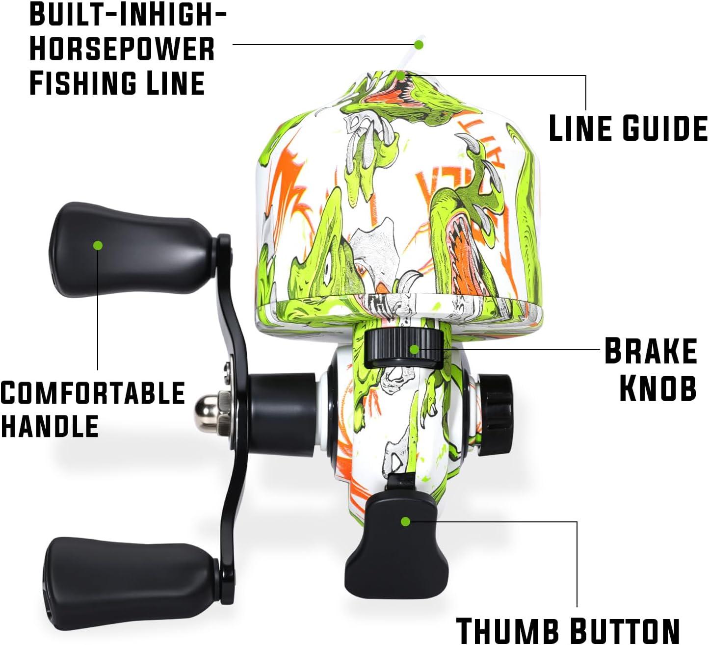 image:imageSougayilang Spincast Fishing Reel Size 30 Reel Right or LeftHand Retrieve 391 Gear Ratio Prespooled with Fishing Line