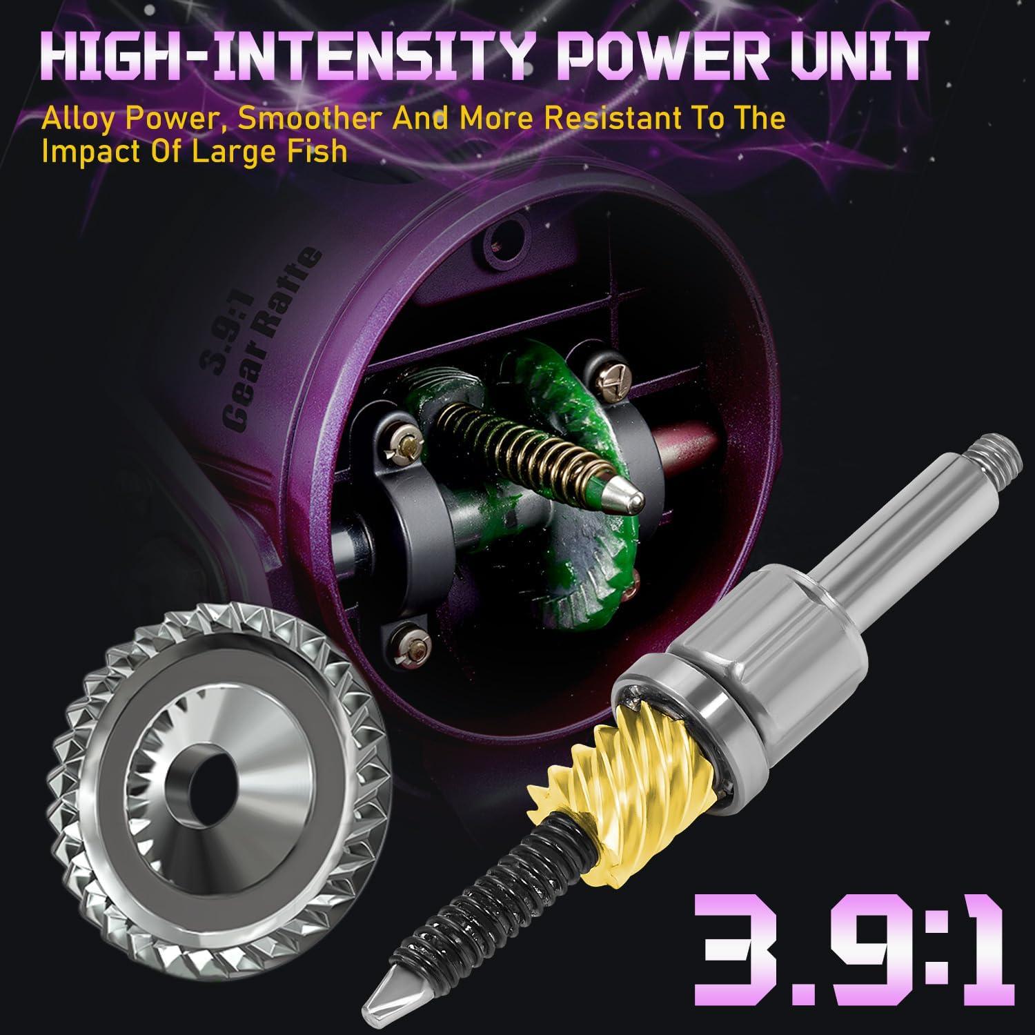 image:imageSougayilang Spincast Fishing Reel Size 30 Reel Right or LeftHand Retrieve 391 Gear Ratio Prespooled with Mono Fishing LinePurple Spincast Reel