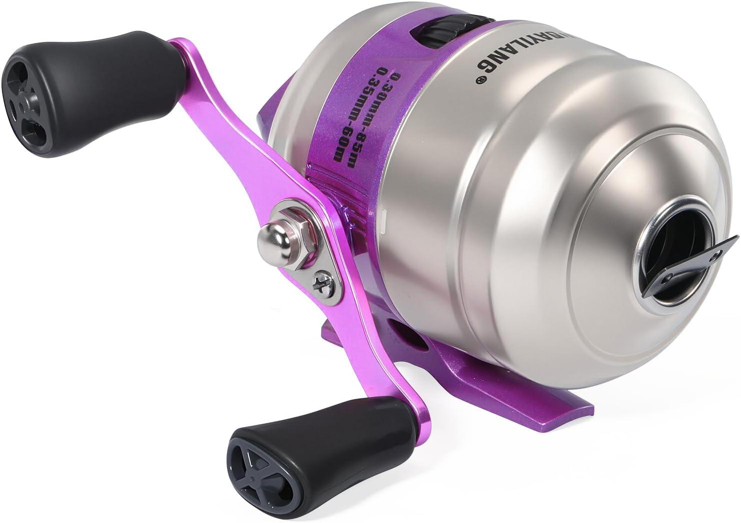 image:imageSougayilang Spincast Fishing Reel Size 30 Reel Right or LeftHand Retrieve 391 Gear Ratio Prespooled with Mono Fishing LinePurple Spincast Reel