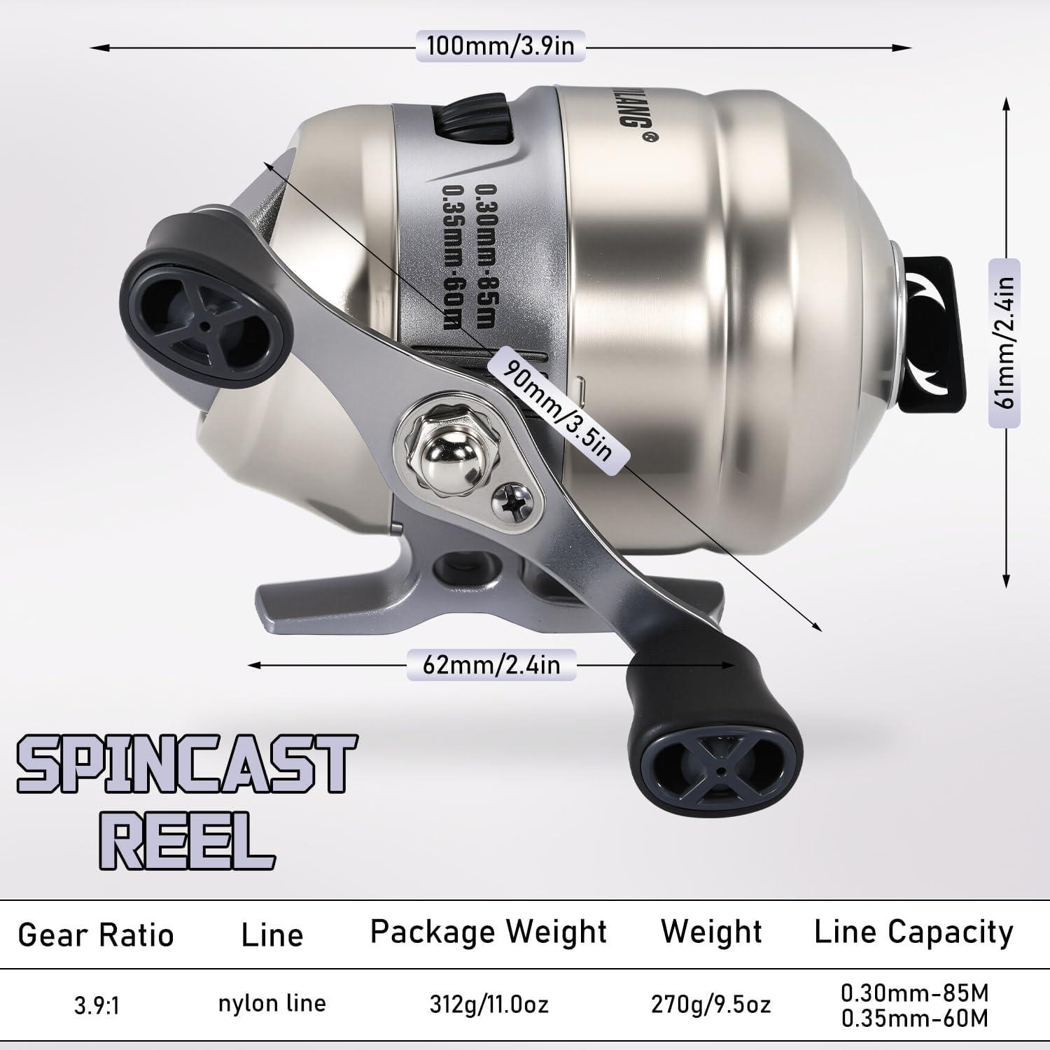 image:imageSougayilang Spincast Fishing Reel Size 30 Reel Right or LeftHand Retrieve 391 Gear Ratio Prespooled with Mono Fishing LineSilver Spincast Reel
